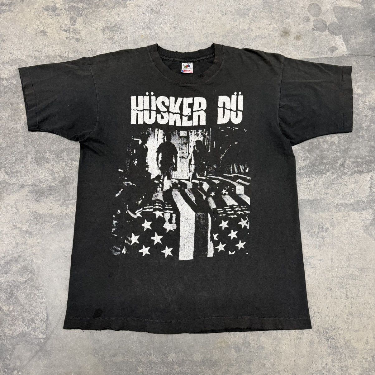 Vintage 90s Vintage Husker Du Land Speed Record Faded Band Tee Size US L / EU 52-54 / 3 - 1 Thumbnail