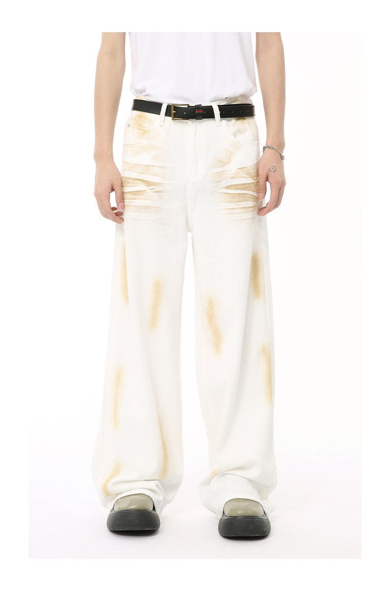 Japanese Brand American style color-blocked distressed washed loose jeans Size US 32 / EU 48 - 1 Thumbnail