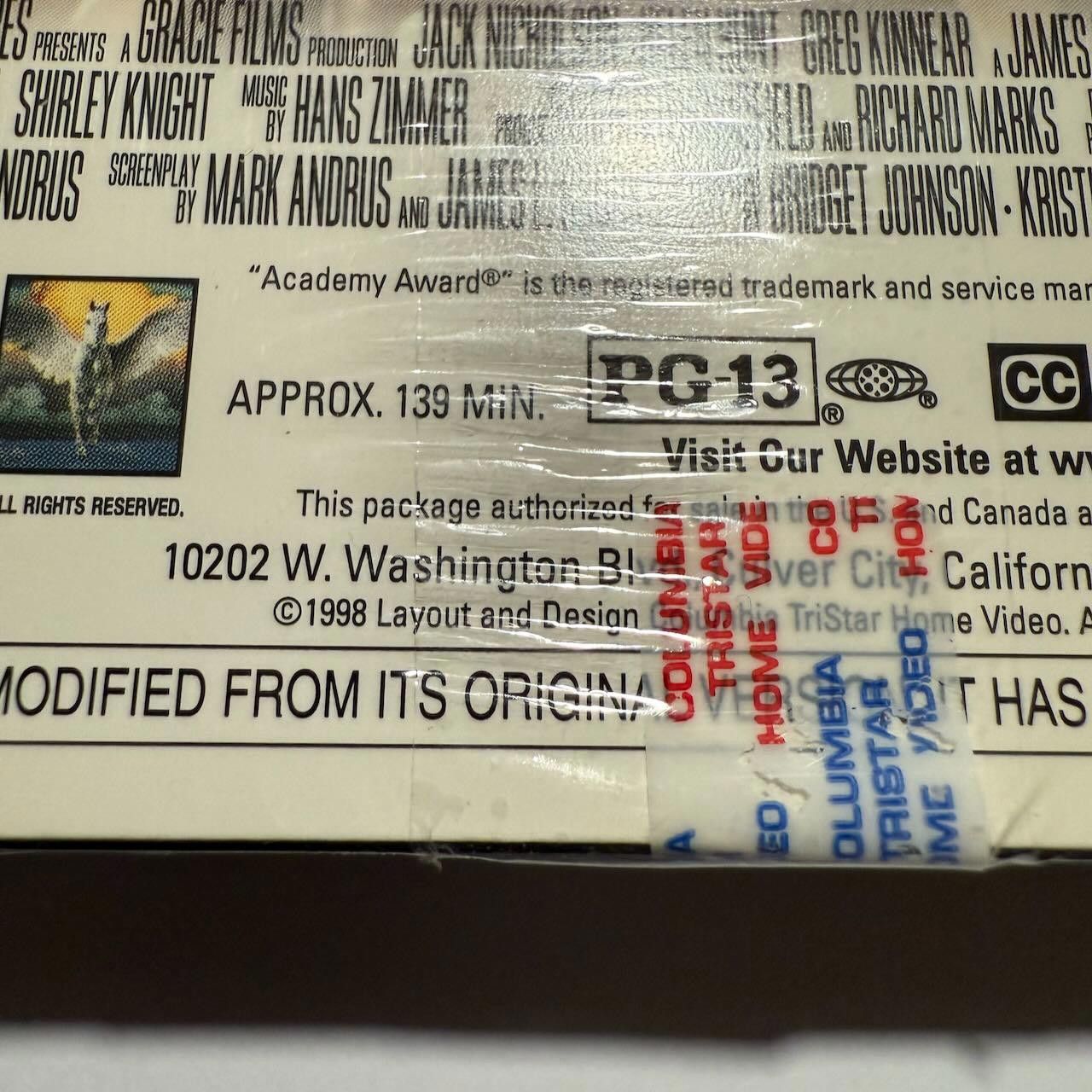 Designer 1997 DS AS GOOD AS IT GETS VHS SEALED Tristar Watermark Size ONE SIZE - 6 Thumbnail