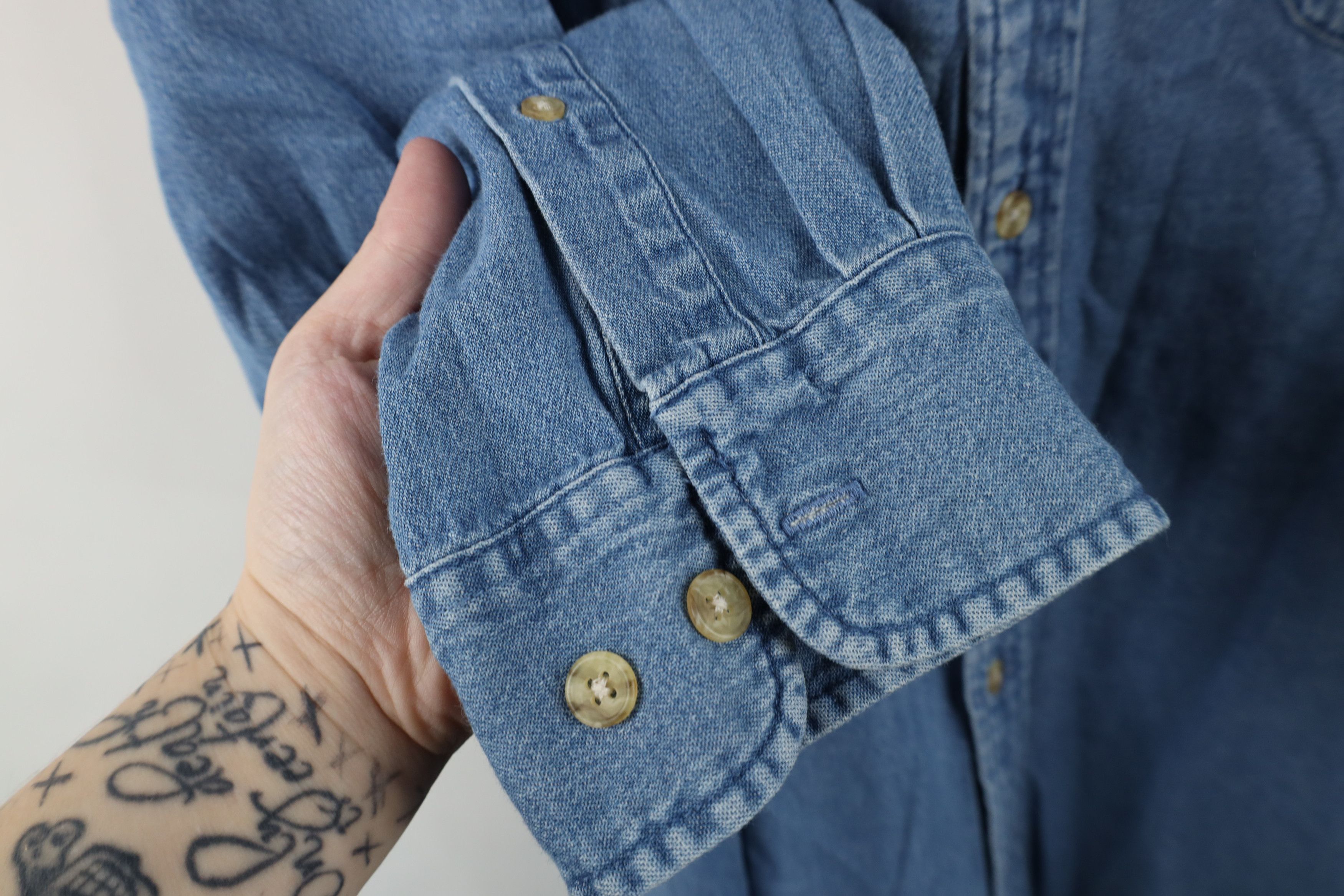 Vintage Vintage 90s Streetwear Denim Jean Collared Button Down Shirt Size US XXL / EU 58 / 5 - 8 Thumbnail