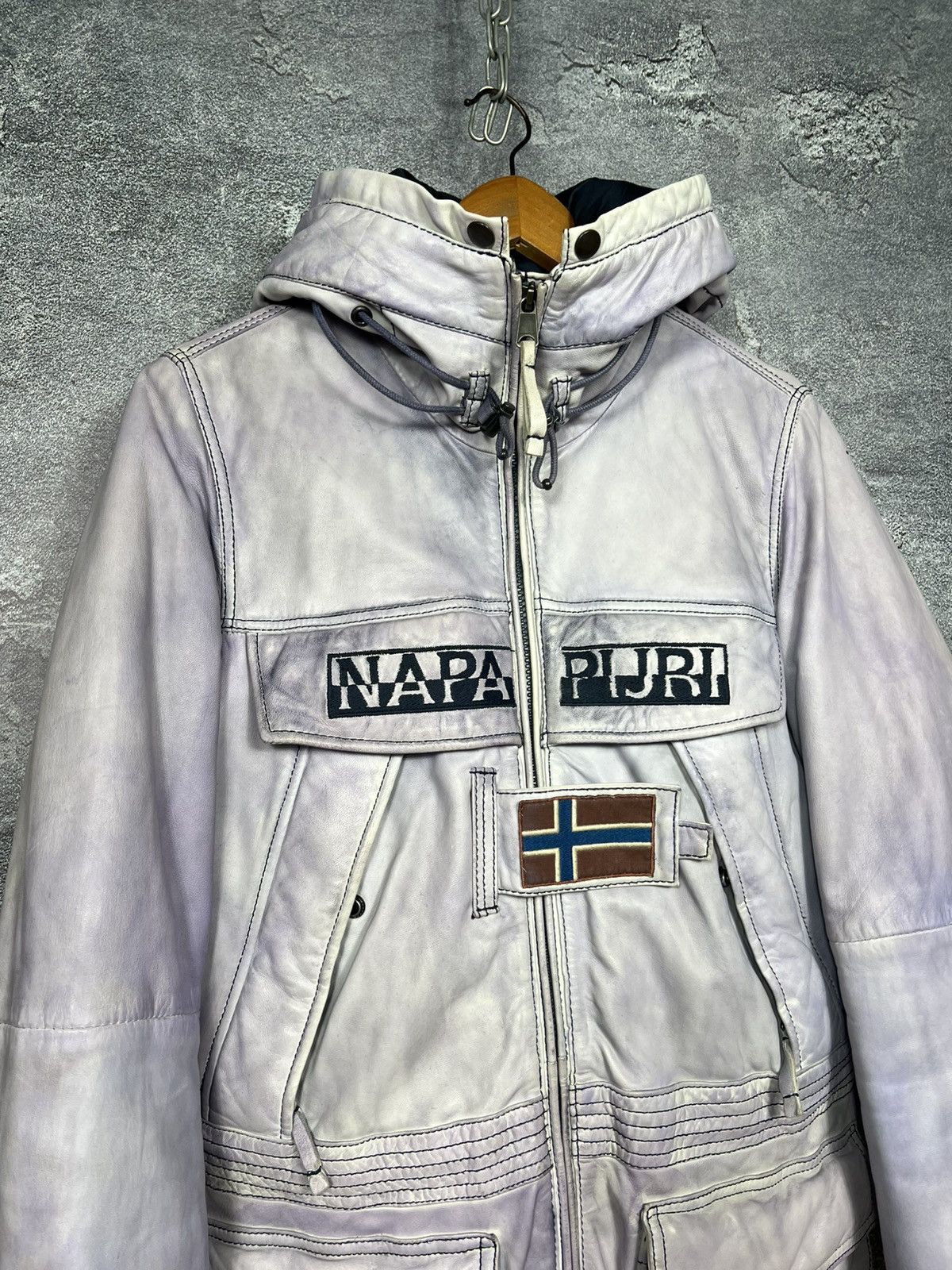 Napapijri Rare Napapijri 100% Leather Down Jacket Parka Size S Size S / US 4 / IT 40 - 5 Thumbnail