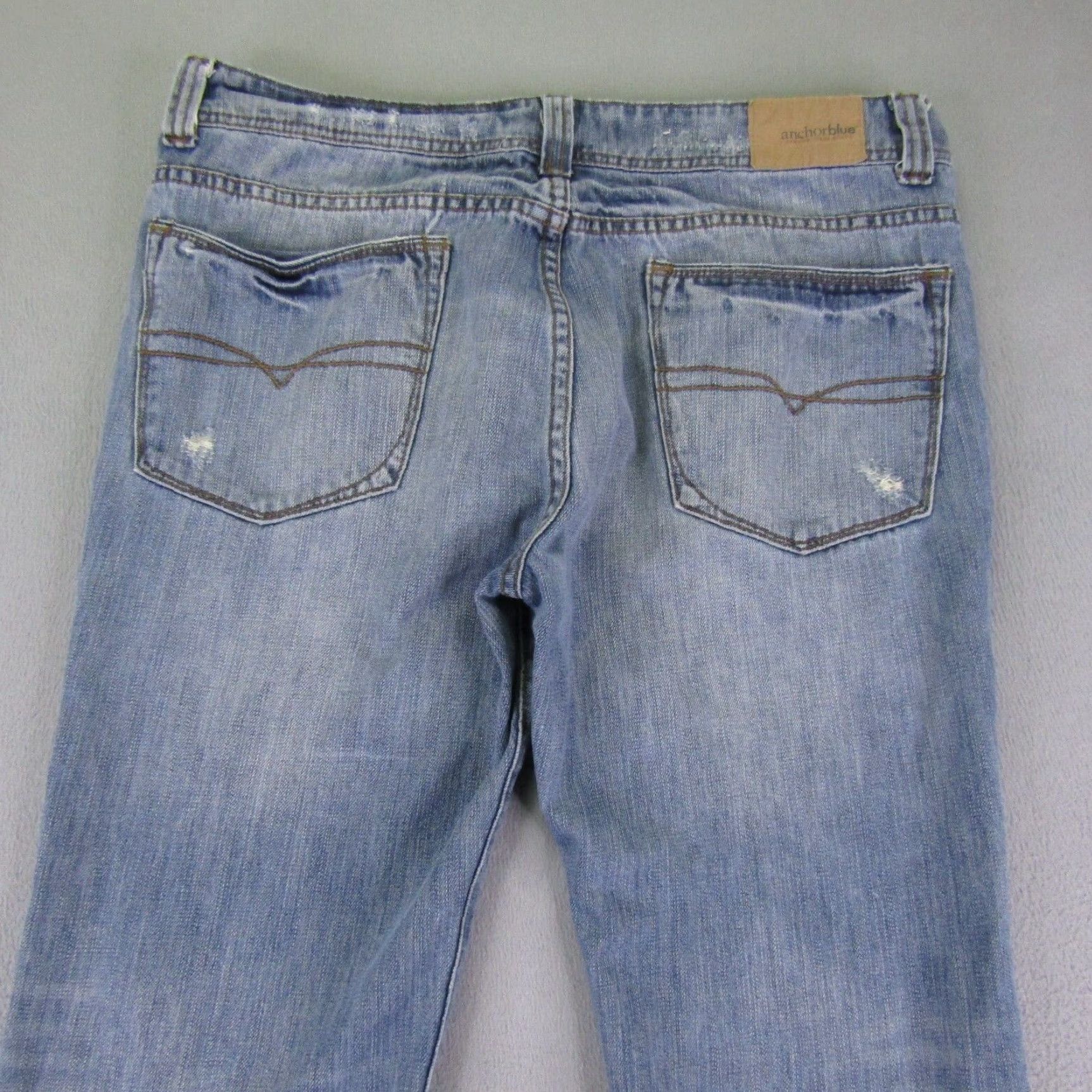 Anchor Blue Vintage Anchor Blue Mens Jeans 36 Regular Fit Straight Leg Denim Distressed Light Wash Grunge 90s Size US 36 / EU 52 - 7 Thumbnail