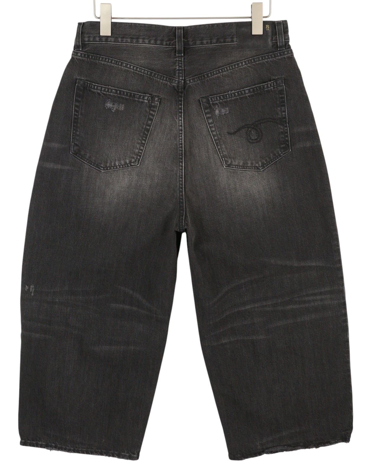 R13 CROP WIDE LEG 30 Wilson Black Faded Distress PS25 86528 Size 30" / US 8 / IT 44 - 4 Thumbnail