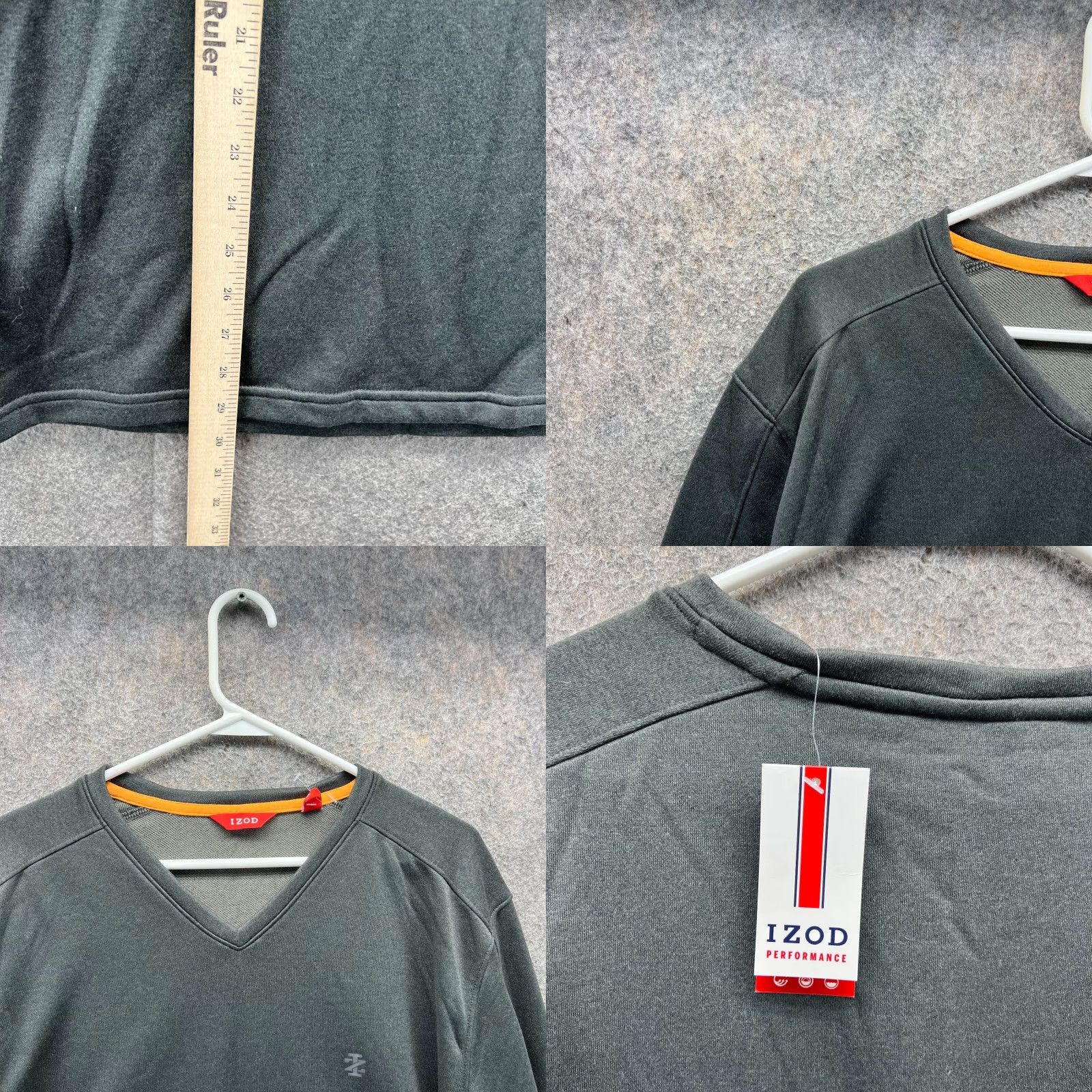 Izod Izod Sweater Men Large Adult Gray Performance Fleece Pullover V Neck Knit Pullover Regular Size L Gray Mens All Seasons 4518967 Size US L / EU 52-54 / 3 - 8 Thumbnail