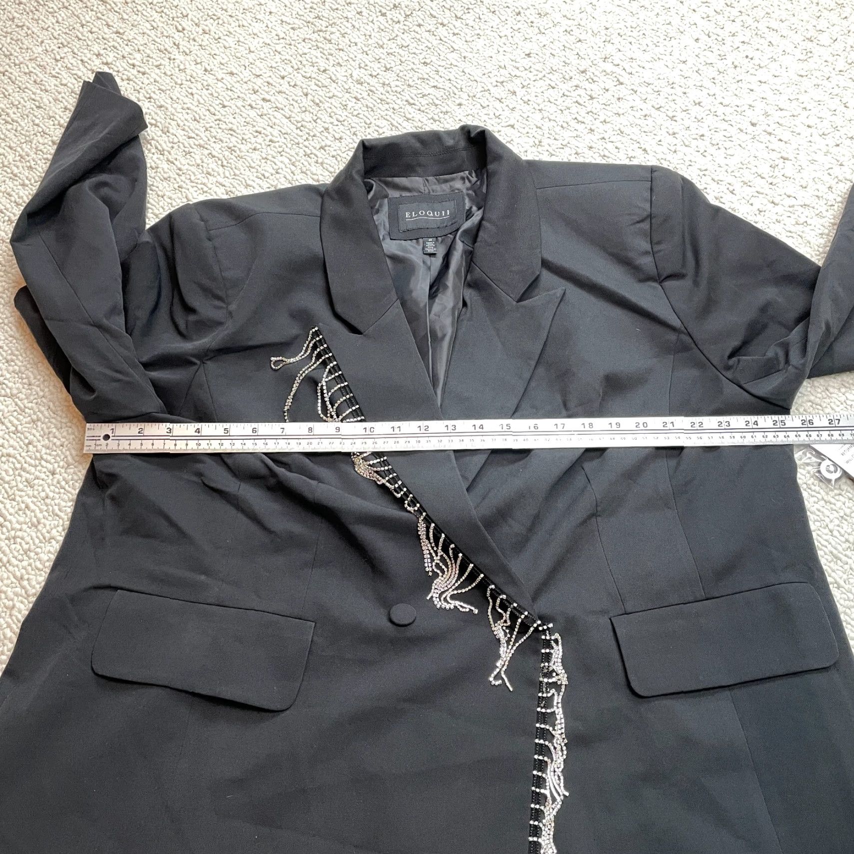 Vintage Eloquii Blazer Jacket Womens 22 Plus Size Black Beaded Fringe Pockets New Vintage: No Size 3XL / US 20-22 - 5 Thumbnail