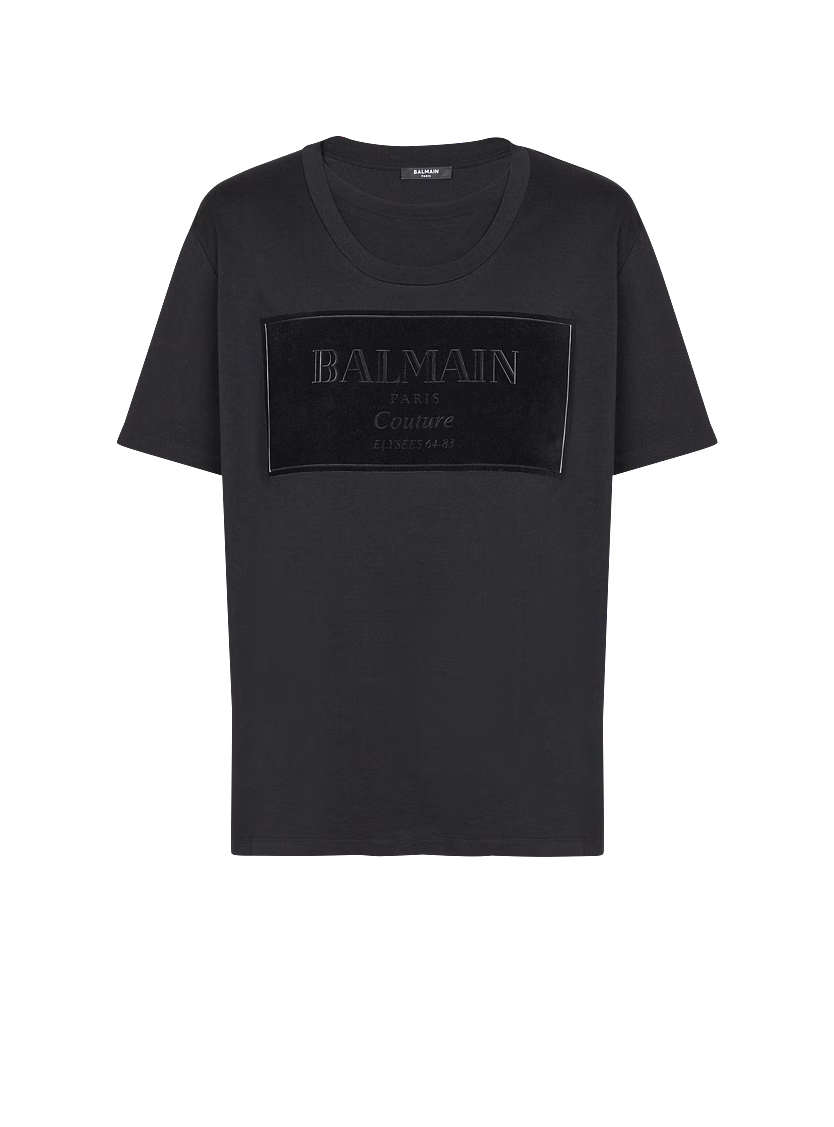 o1s1wg110126 Big Couture Label Flock T-Shirt in Black