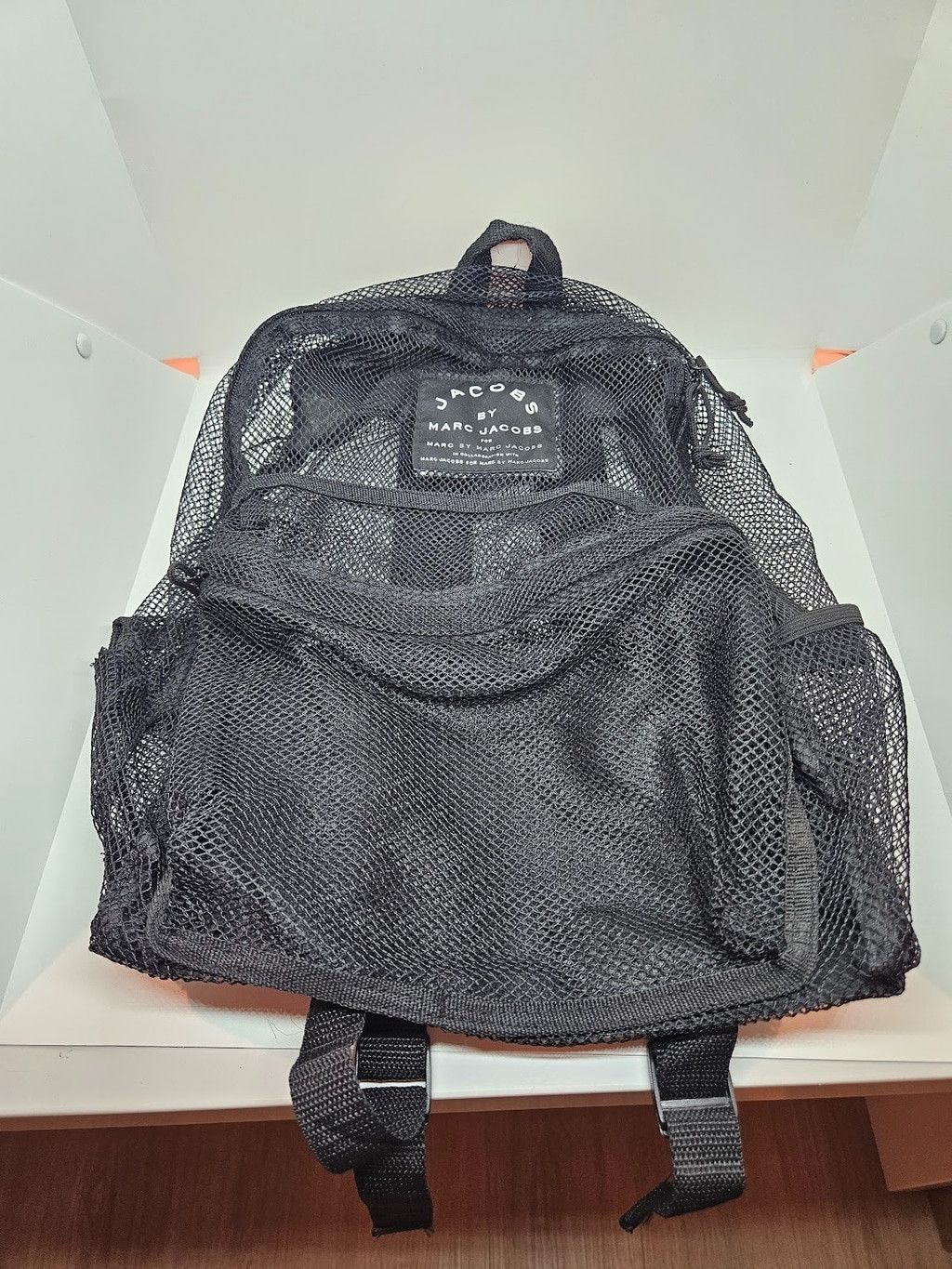 Marc Jacobs Marc Jacobs Black Mesh Backpack Adjustable Strap Zip Closure Size ONE SIZE - 2 Thumbnail
