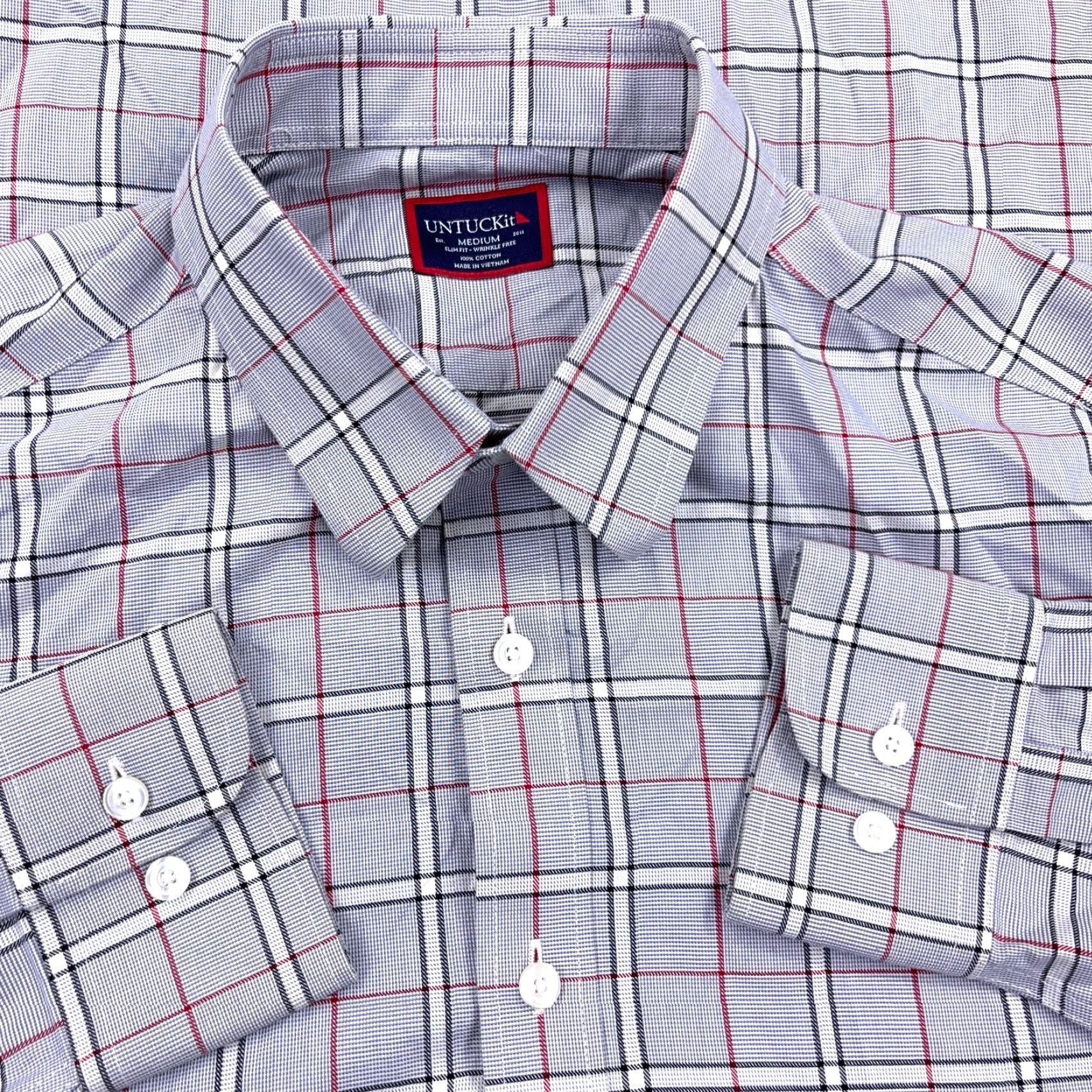 UNTUCKit UNTUCKit Shirt Men Medium Slim Fit Gray Plaid Button Up Dress Casual Pocket Size US M / EU 48-50 / 2 - 2 Thumbnail