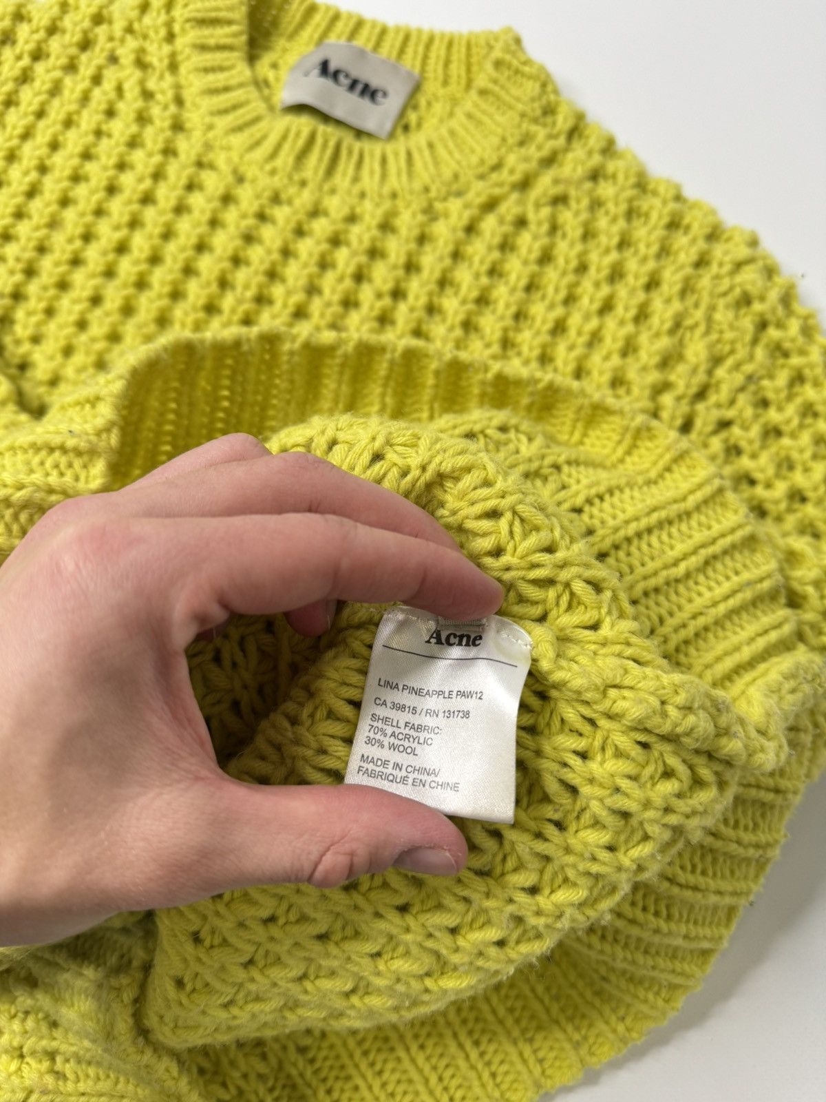 Acne Studios Acne Studios Lina pineapple PAW12 Wool Waffle Knit Sweater Size US S / EU 44-46 / 1 - 8 Thumbnail