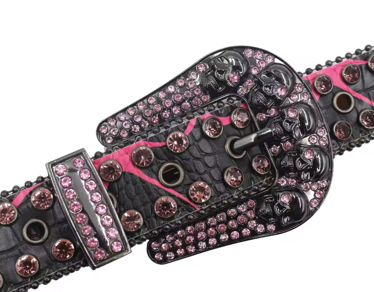 Vintage Gothic Punk Skull Shiny Diamond Belt Size ONE SIZE - 3 Thumbnail