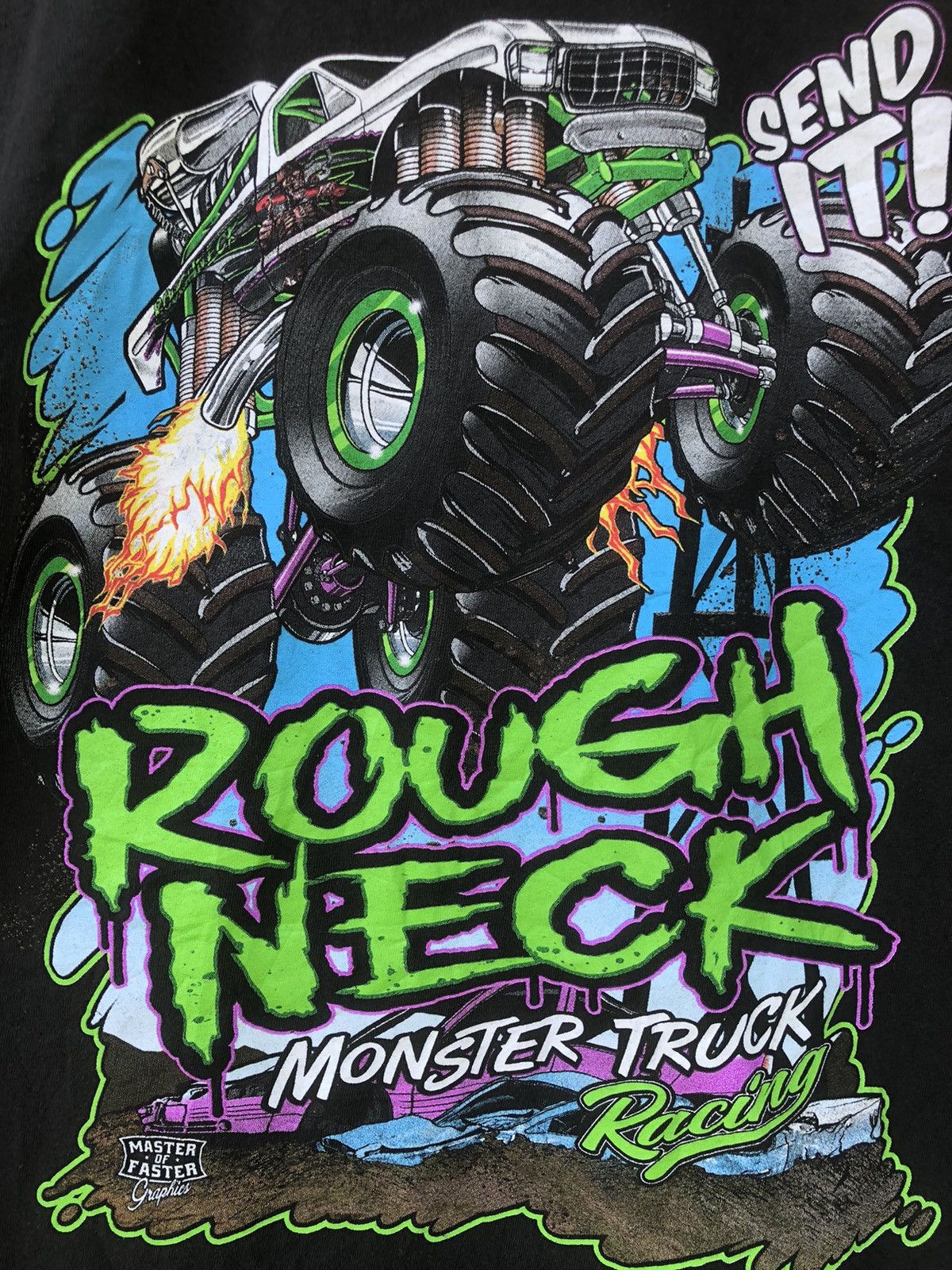 Marlboro × Vintage Vintage Y2K Rough Neck Monster Truck Racing Tshirt Size US M / EU 48-50 / 2 - 7 Thumbnail