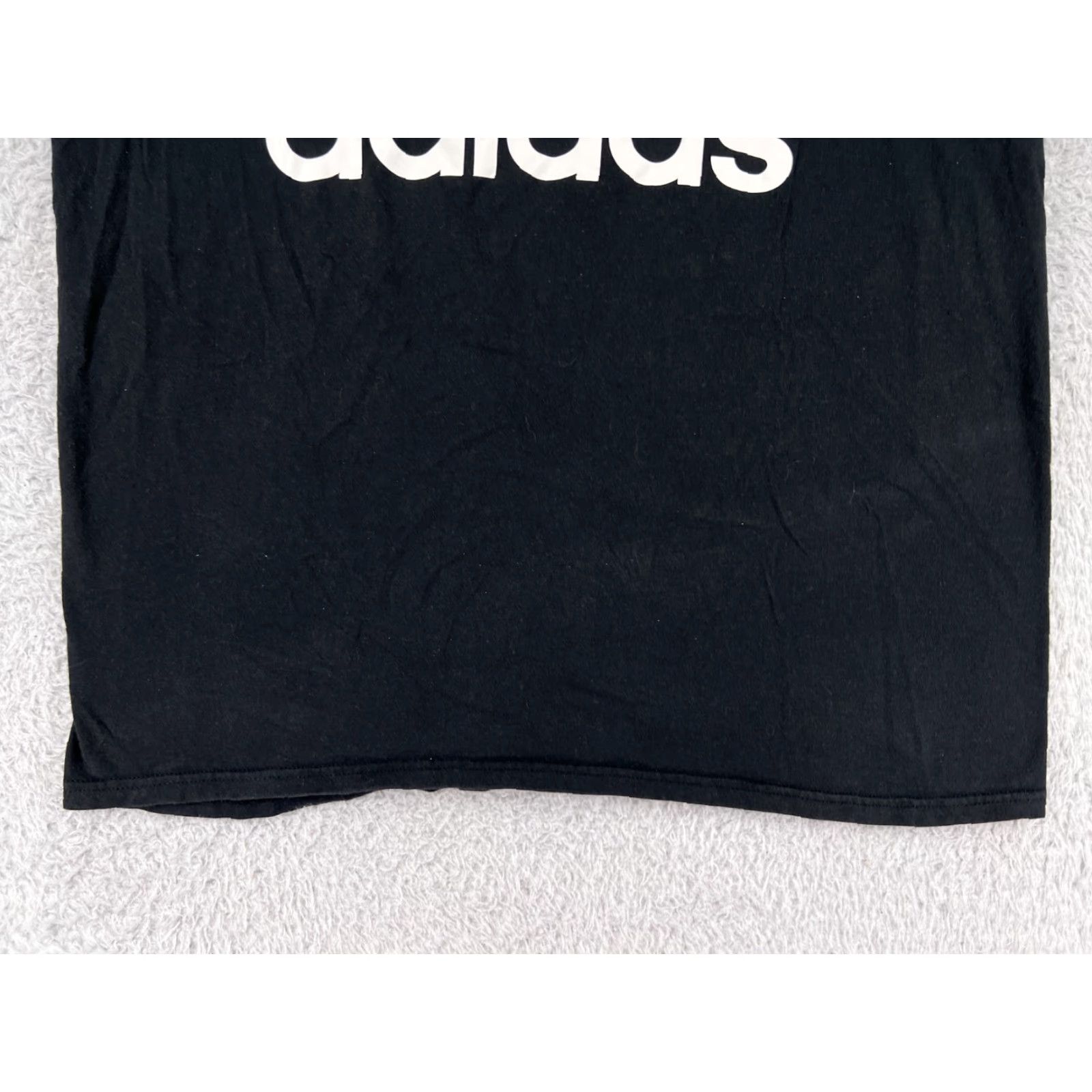 Adidas Adidas Shirt Men Large Black Logo 100% Cotton Stretch Short Sleeve Crew T-Shirt Mens Size US L / EU 52-54 / 3 - 6 Thumbnail
