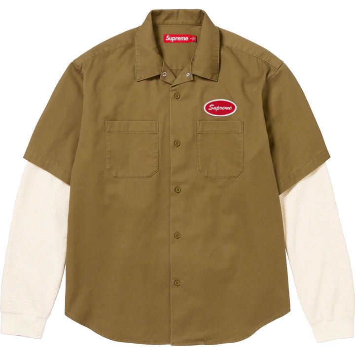 Supreme Supreme Thermal Sleeve Work Shirt S Olive | Grailed