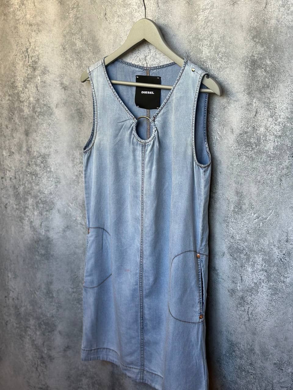 Diesel Diesel Sleeveless Denim Dress 100% Lyocell Casual Pockets Size L / US 10 / IT 46 - 1 Thumbnail