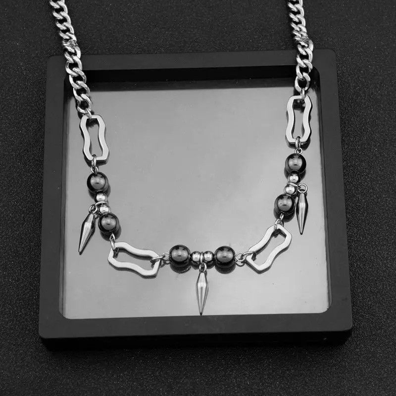 Jewelry × Vintage Titanium Steel Rivets Cuban Chain Stitching Necklace Size ONE SIZE - 4 Thumbnail
