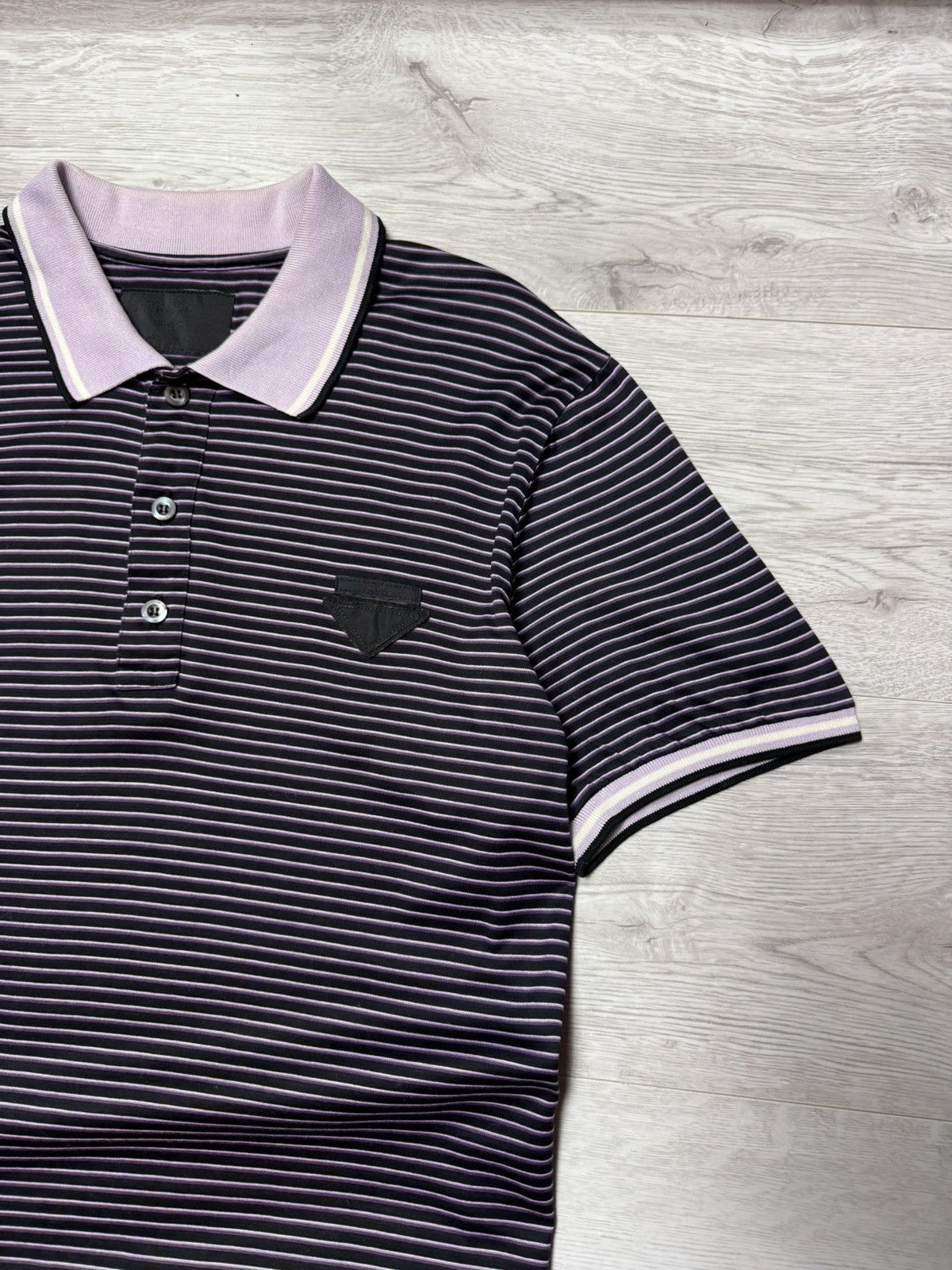 Prada Vintage Prada Men’s Striped Polo T-Shirt Triangle Logo Patch Size US L / EU 52-54 / 3 - 4 Thumbnail