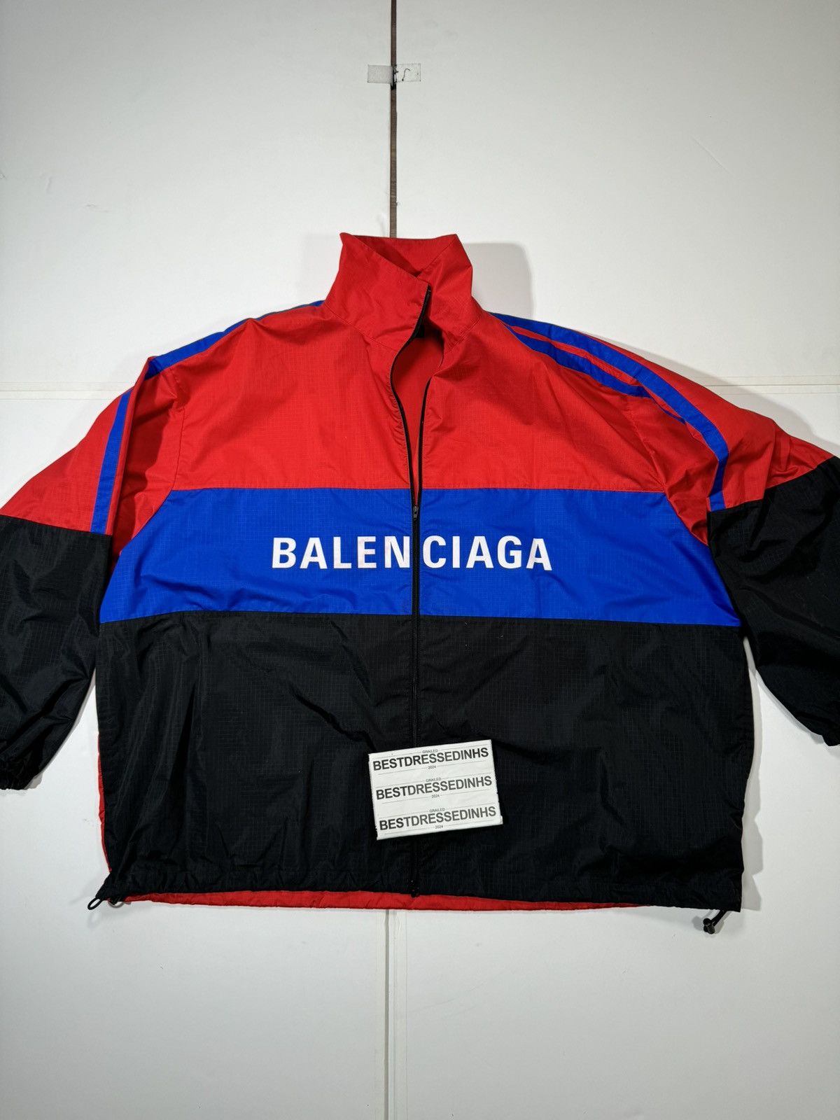 image of Balenciaga Zip Up Logo Jacket, Men's (Size 2XL)