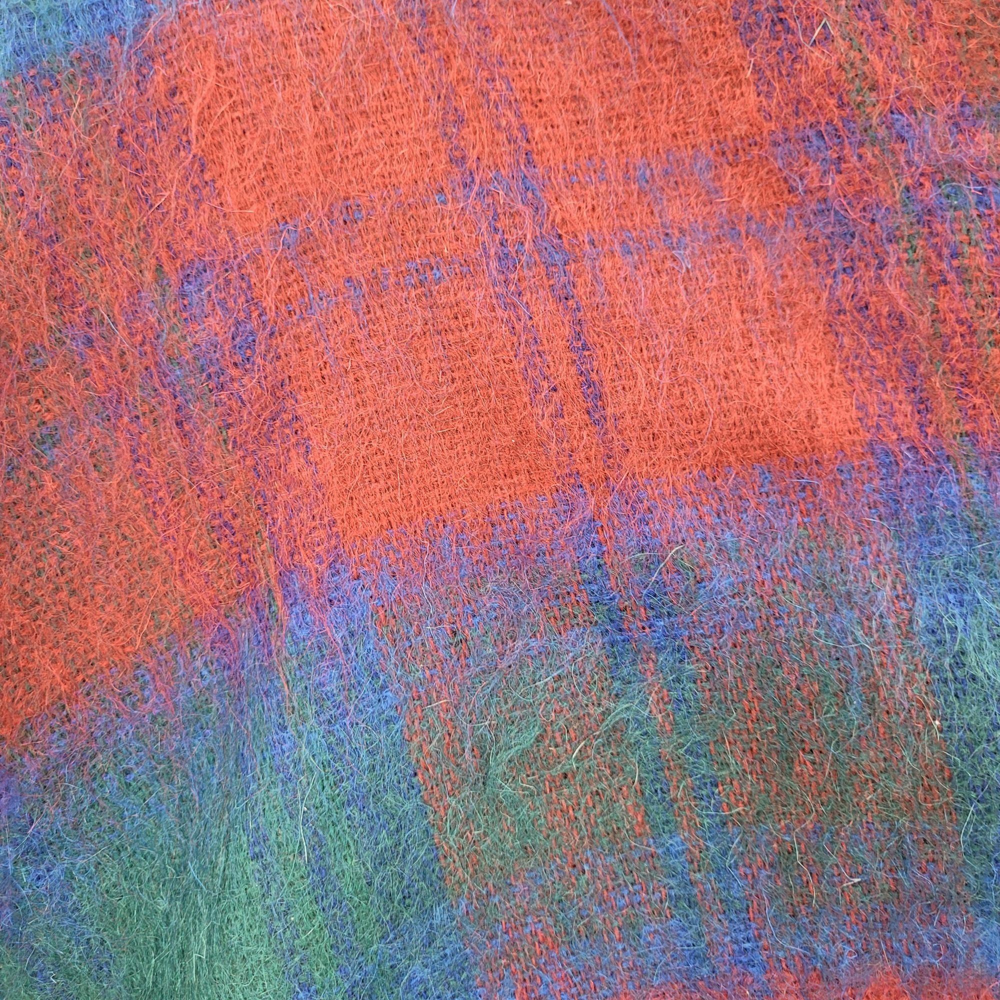 Vintage Vtg Scottish Cropped Poncho Mohair Wool Red Blue Plaid Fring Size ONE SIZE - 5 Thumbnail
