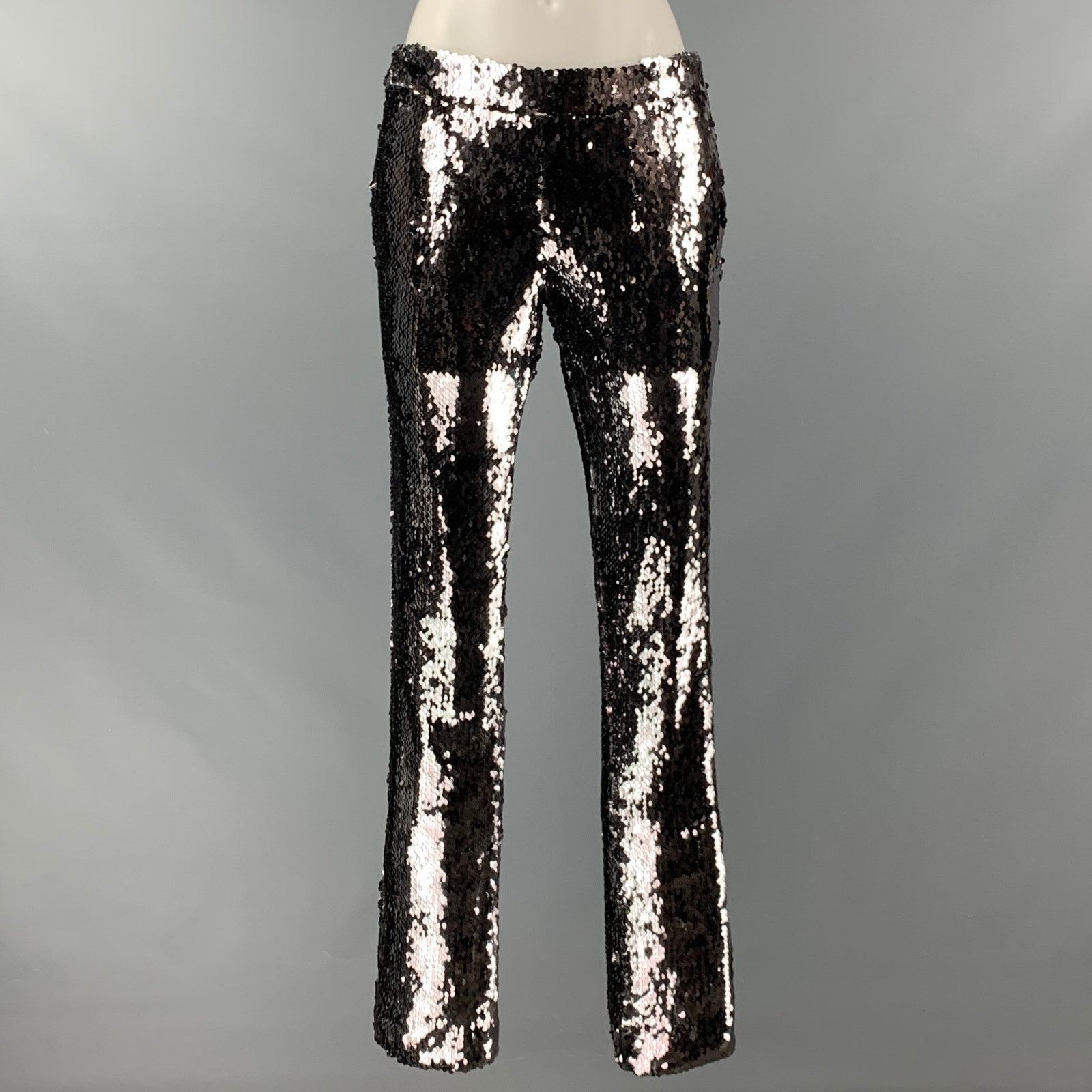 Other SALLY LAPOINTE Size M Silver Sequined Dress Pants Size 30" / US 8 / IT 44 - 1 Thumbnail