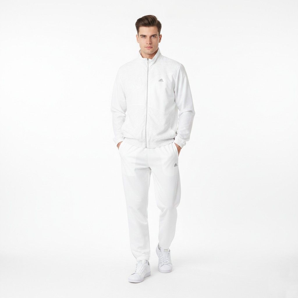 Adidas Adidas Men M 180 Jacket White Shiny Bomber Activewear 0618 Size US M / EU 48-50 / 2 - 1 Thumbnail
