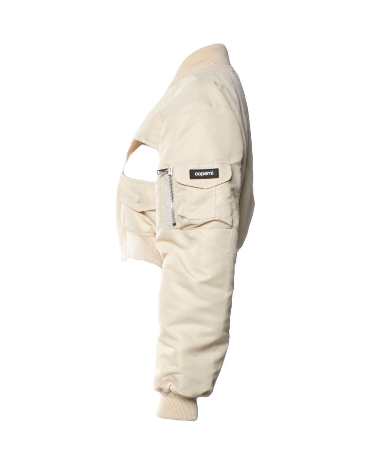 Coperni Coperni Cut-Out Cropped Twill Bomber Jacket in Cream Size XS / US 0-2 / IT 36-38 - 3 Thumbnail