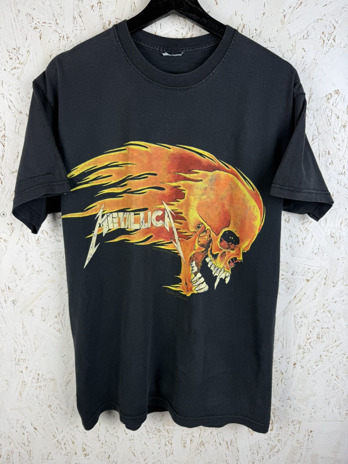Vintage Metallica 1994 Pushead Flaming Skull Reprint T-Shirt