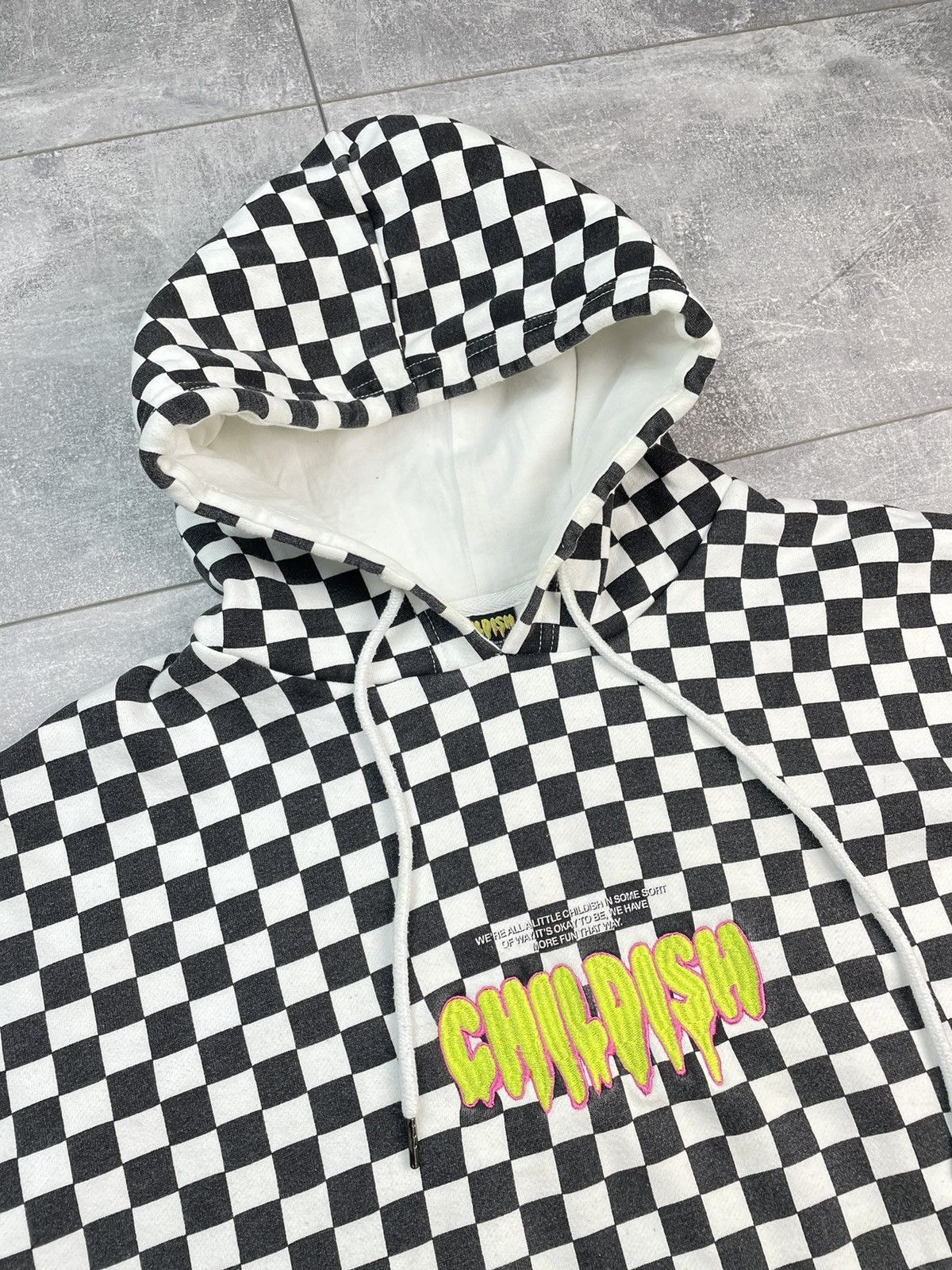 Vintage Childish Checkered Vintage Skate Hoodie Y2K Size US XL / EU 56 / 4 - 4 Thumbnail