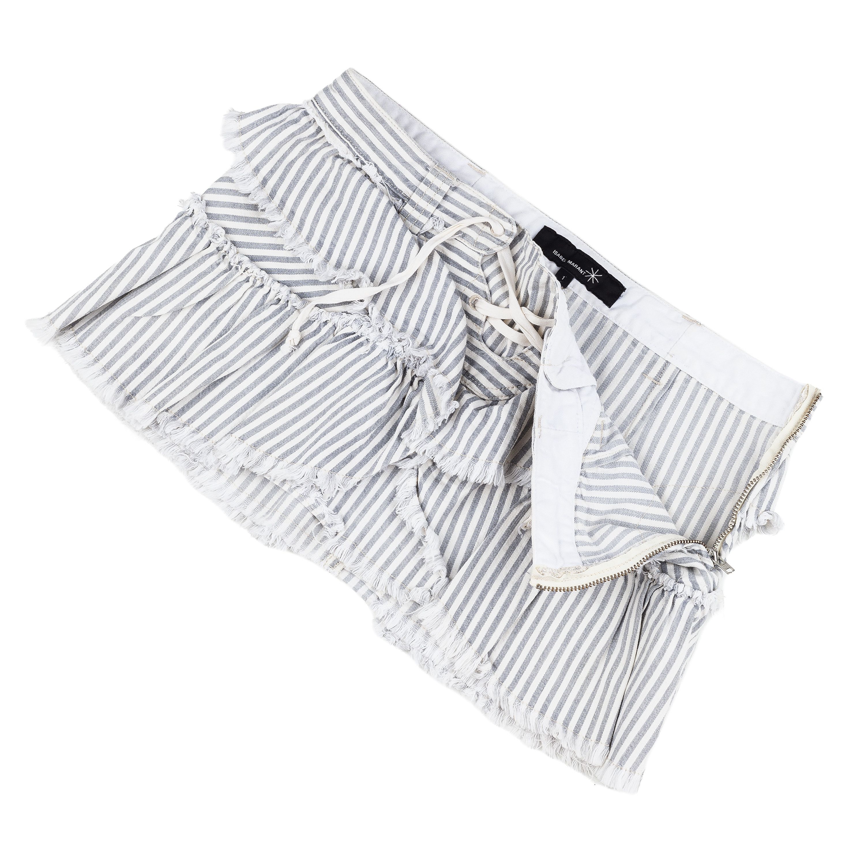 Isabel Marant Isabel Marant Blue Striped Ruffled Mini Skirt Size 26" / US 2 / IT 38 - 2 Thumbnail