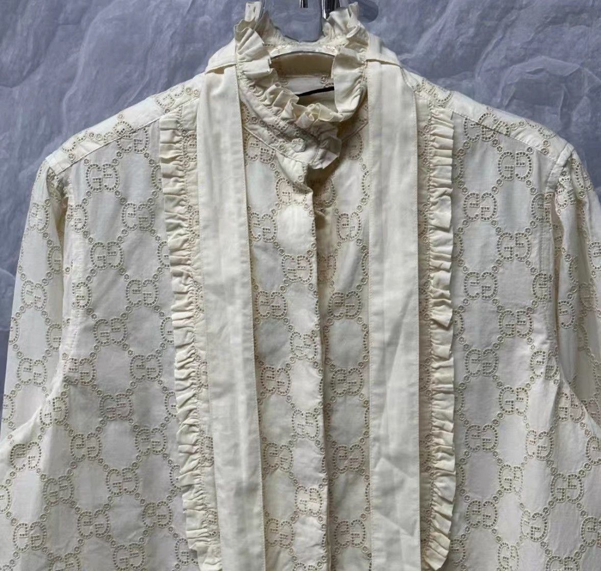 Gucci Gucci Sheer Long Sleeve Logo Blouse-2506 Size M / US 6-8 / IT 42-44 - 7 Thumbnail