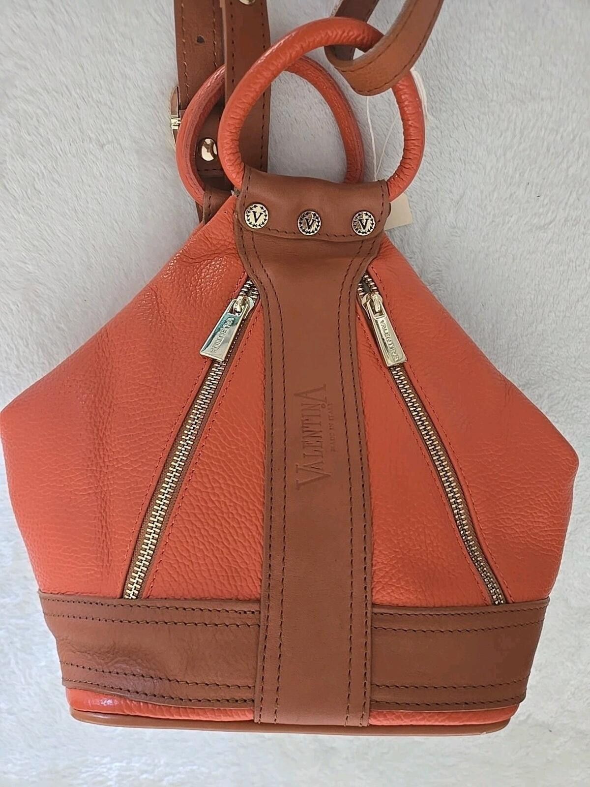 Valentino Valentina Backpack Shoulder Bag Leather Orange Italy Size ONE SIZE - 4 Thumbnail