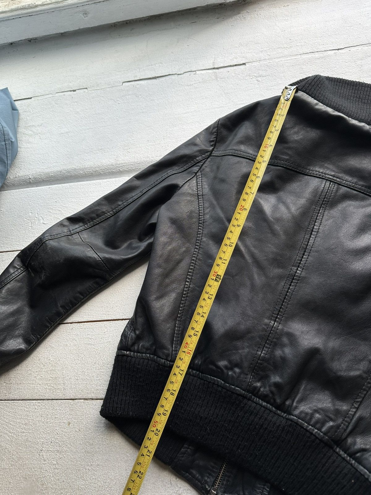 Other 🚨Y2K RICK OWENS TYPE DIRTY SLIM FIT ZIP LEATHER JACKET Size L / US 10 / IT 46 - 19 Thumbnail