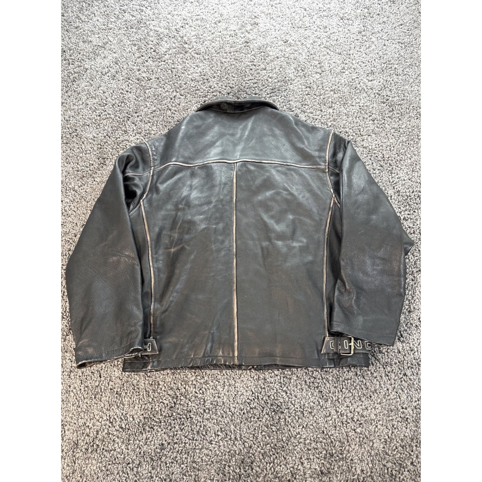 Vintage VINTAGE Cinch Leather Jacket XL Black Bomber Jacket Pockets 80s 90s Cowboy Biker Unisex Adults Full Zip Weathergear All Seasons Size US XL / EU 56 / 4 - 6 Thumbnail