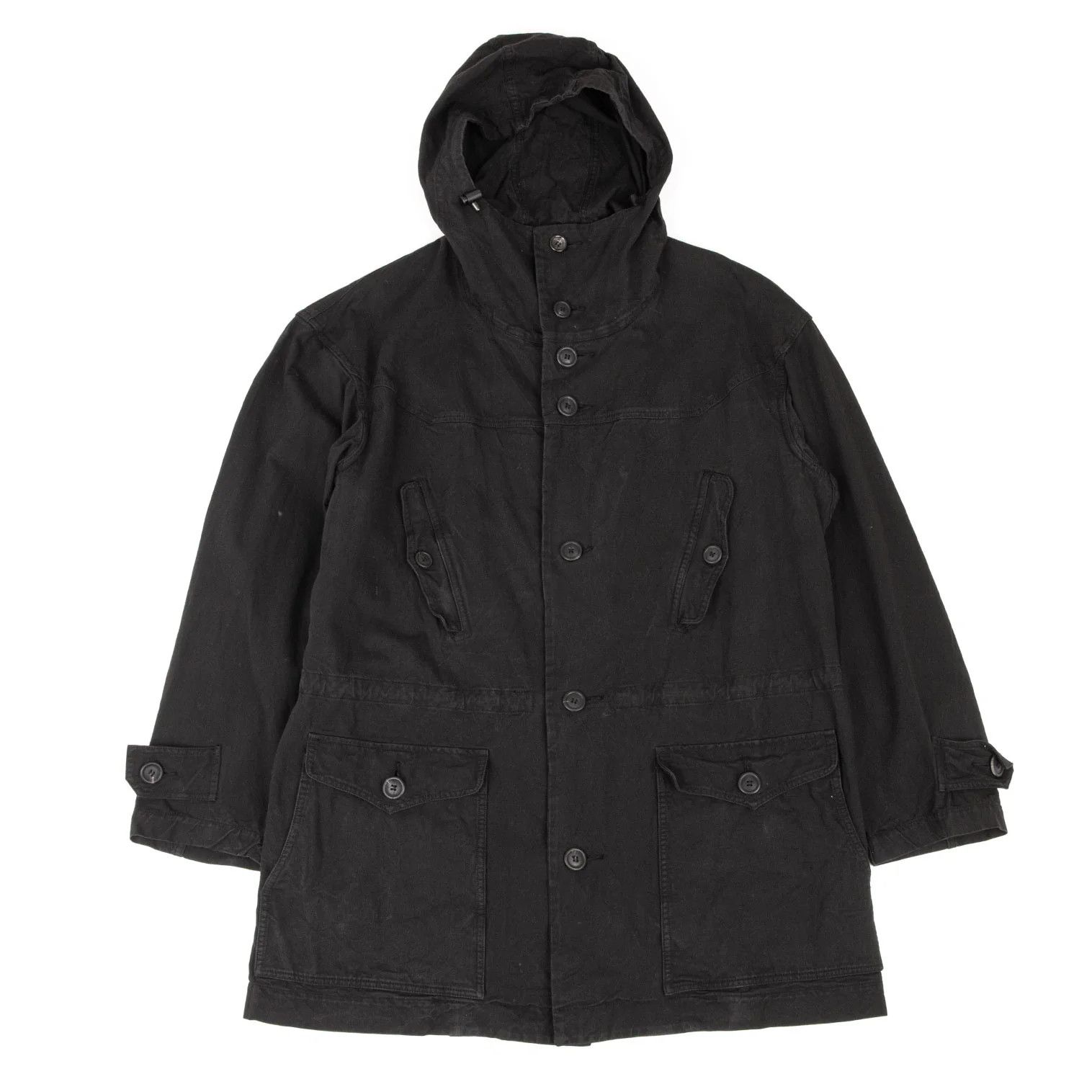 Issey Miyake Cotton Military Hoodie Jacket in Black Size S-M Size US S / EU 44-46 / 1 - 1 Thumbnail