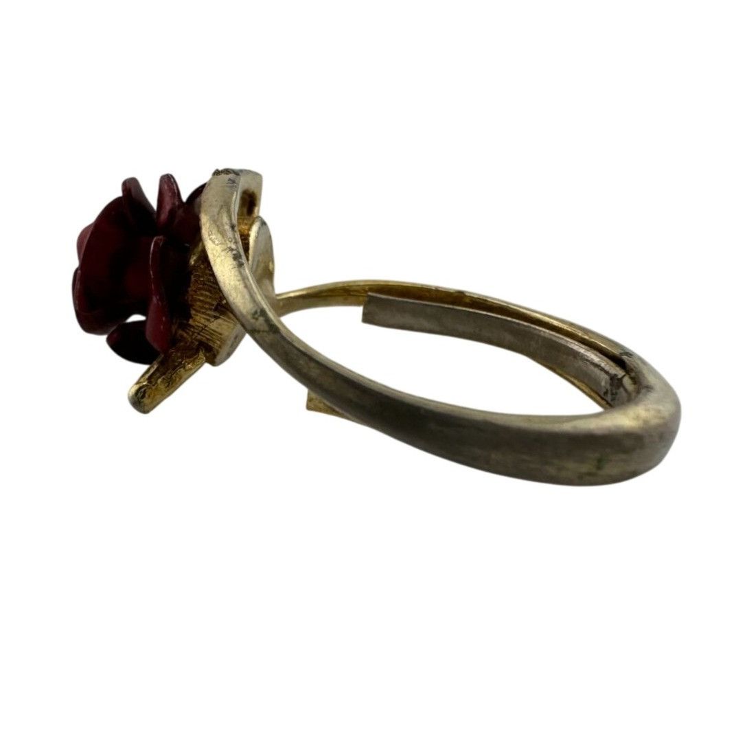 Other Women's Beautiful Gold Tone Red Rose Flower Ring Size ONE SIZE - 5 Thumbnail
