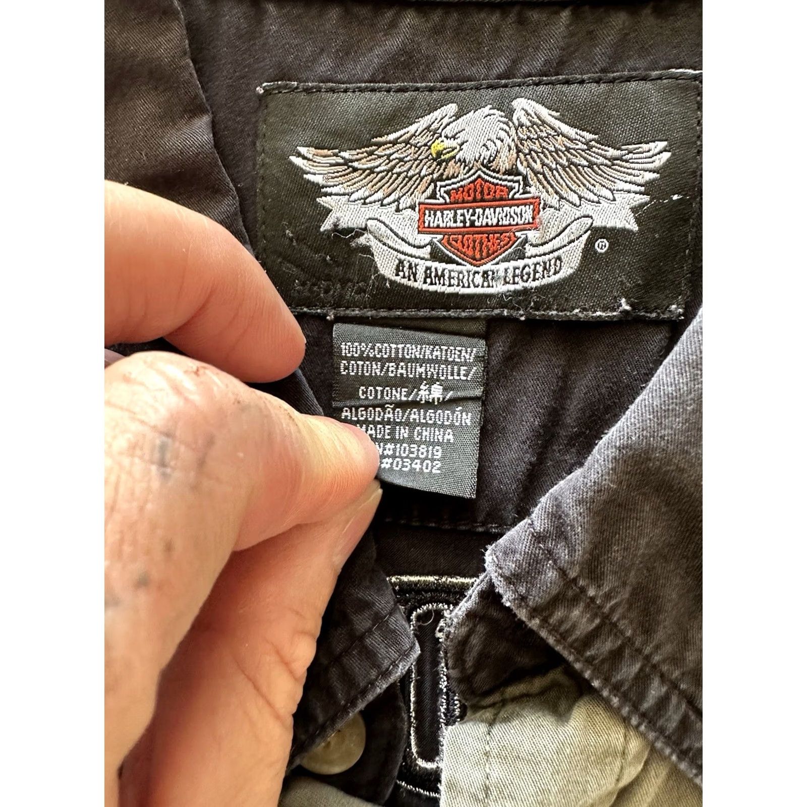 Harley Davidson VINTAGE Harley-Davidson Button-Down Work Shirt Shield Black Olive Graphic XXL Men Short Sleeve Cotton Blend BLEND Motorcycle Work Shirt Mens Size US XXL / EU 58 / 5 - 4 Thumbnail