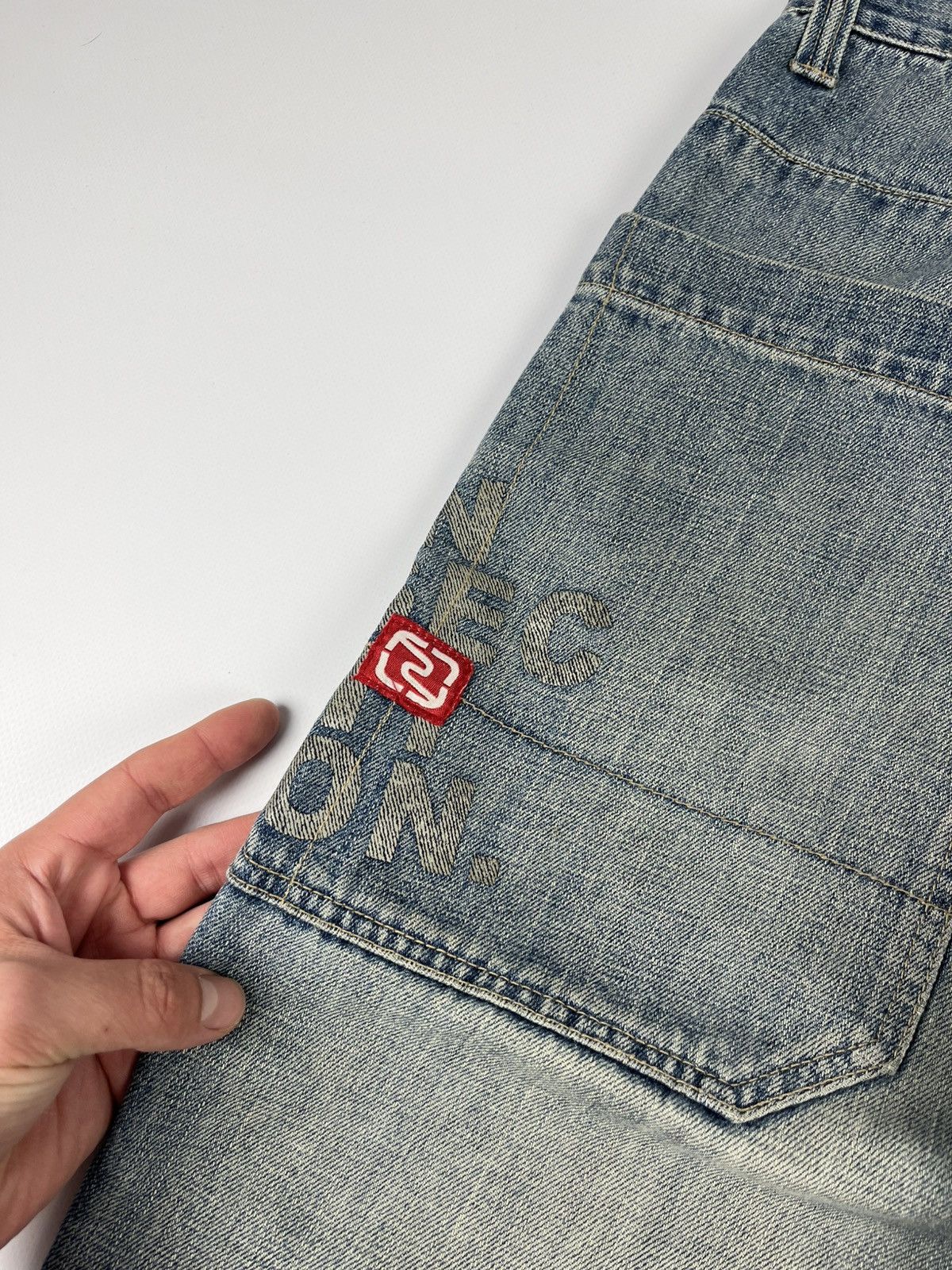 Ecko Unltd. × JNCO × Japanese Brand Vintage Faded Baggy Distressed Jeans Ed Hardy Style Denim Y2K Size US 30 / EU 46 - 16 Thumbnail