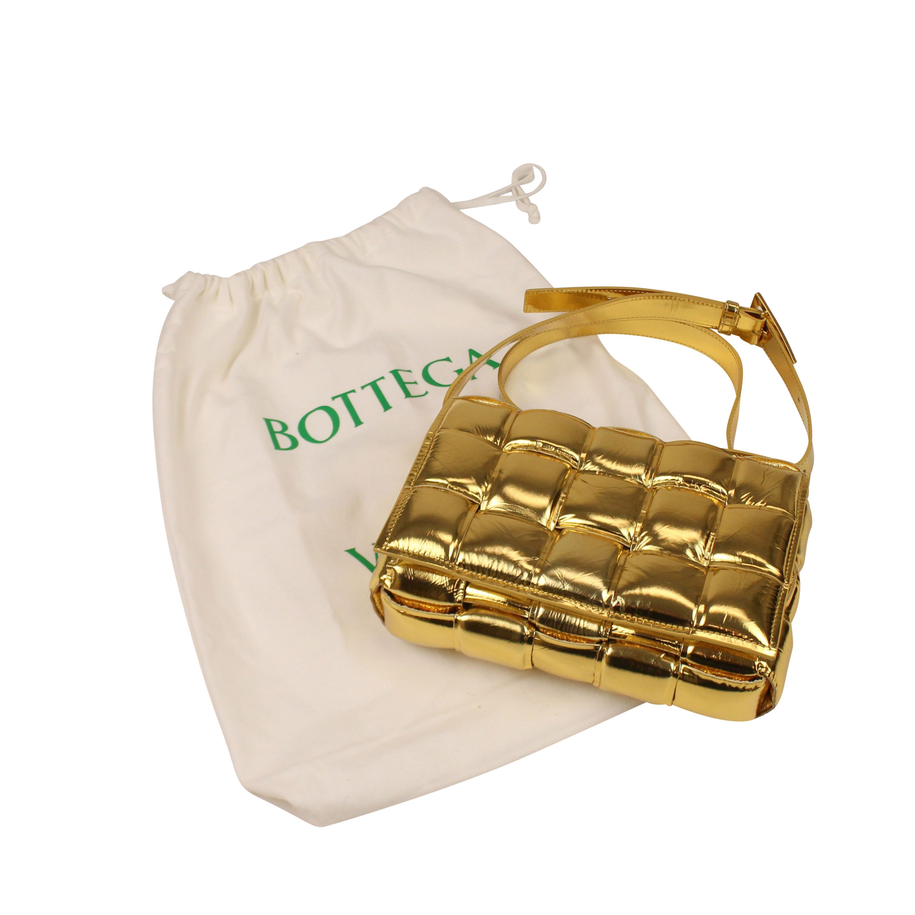 image of Bottega Veneta Metallic Padded Cassette Gold Size Os, Women's