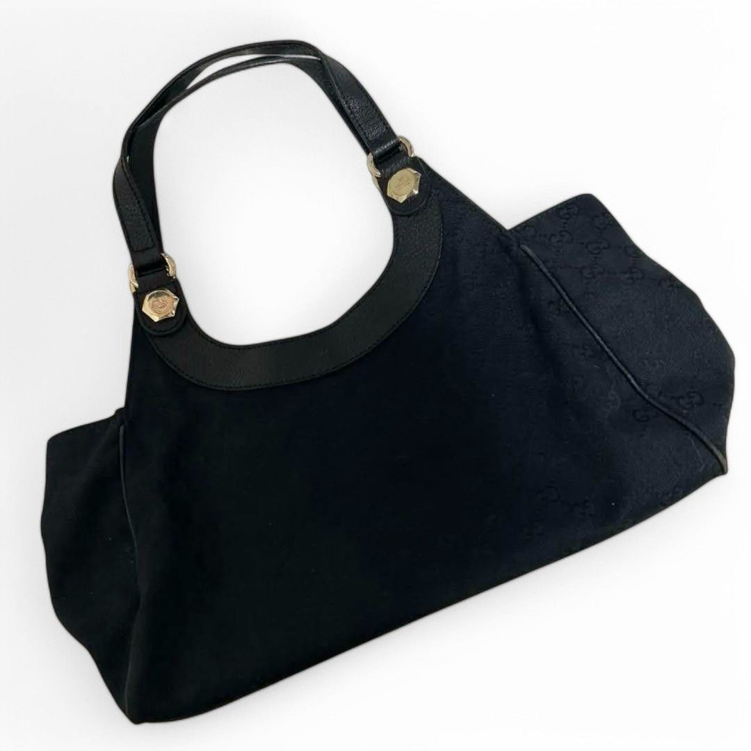 Gucci Gucci - Canvas Tote Handbag Shoulder Bag Monogram Black Size ONE SIZE - 2 Thumbnail