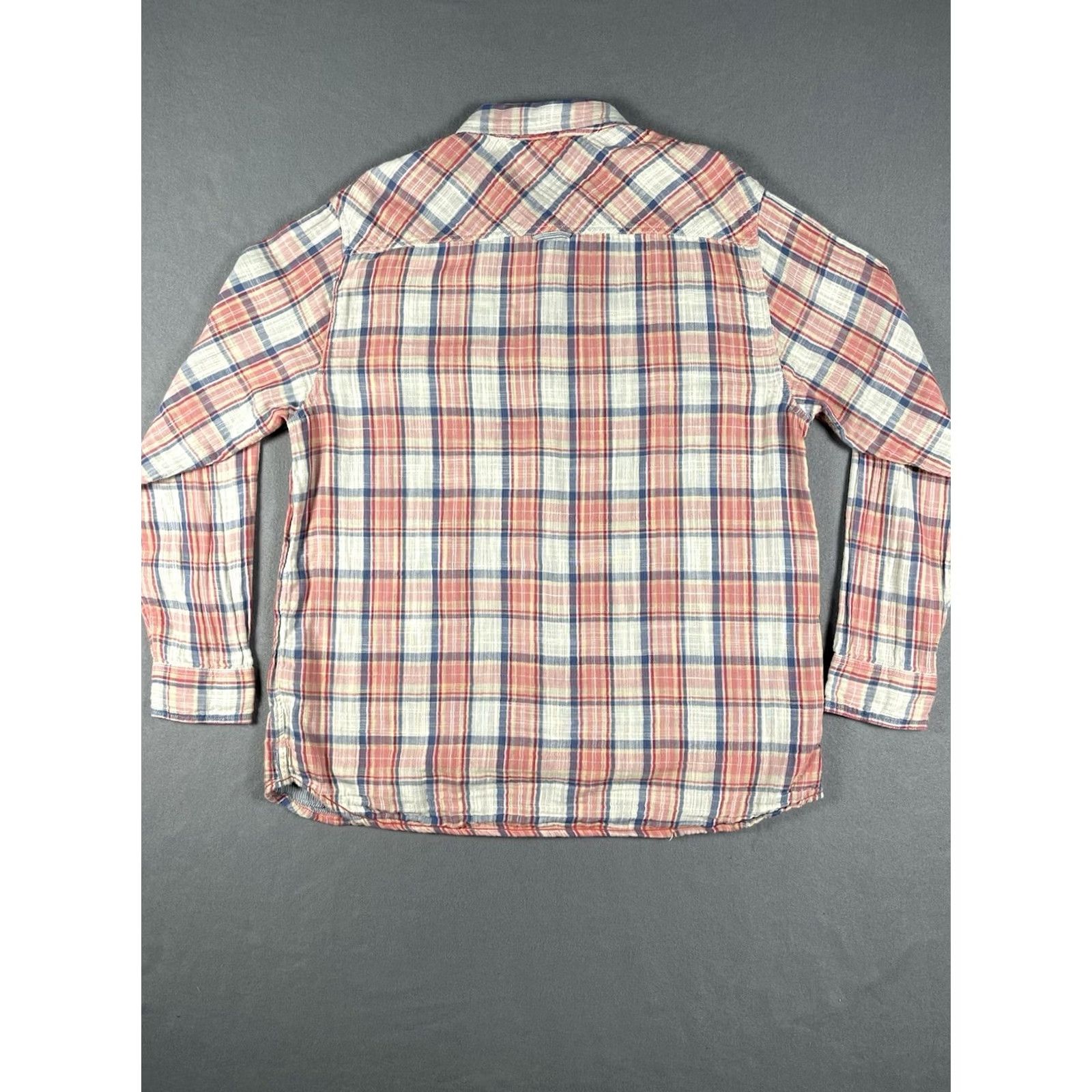 Carbon VINTAGE Carbon 2 Cobalt Shirt Mens Large Red Plaid Button-Up Long Sleeve Chambray Linen/Cotton Grunge Size US L / EU 52-54 / 3 - 3 Thumbnail