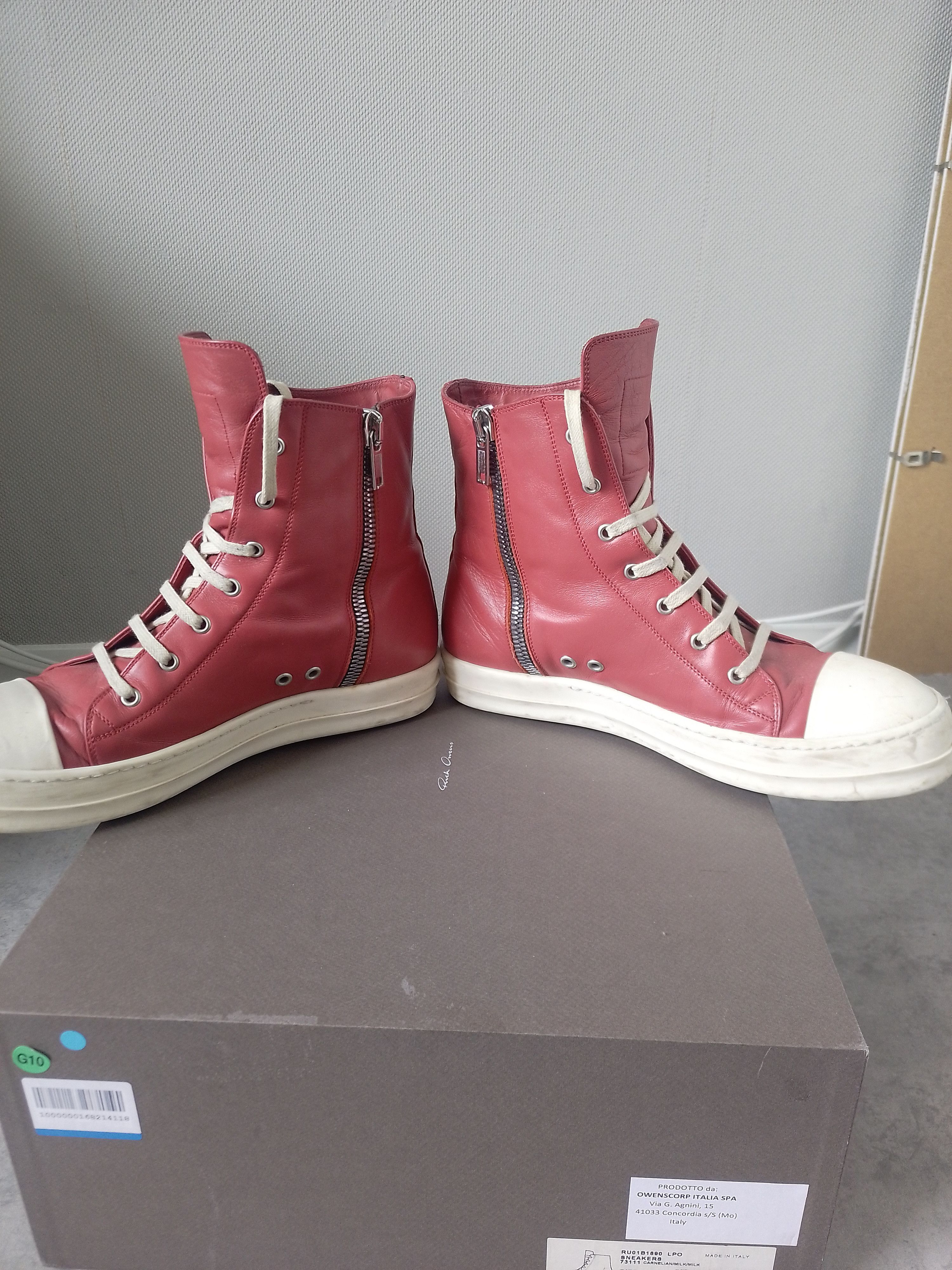 Rick Owens Carnelian Red Ramones Size US 10 / EU 43 - 5 Thumbnail