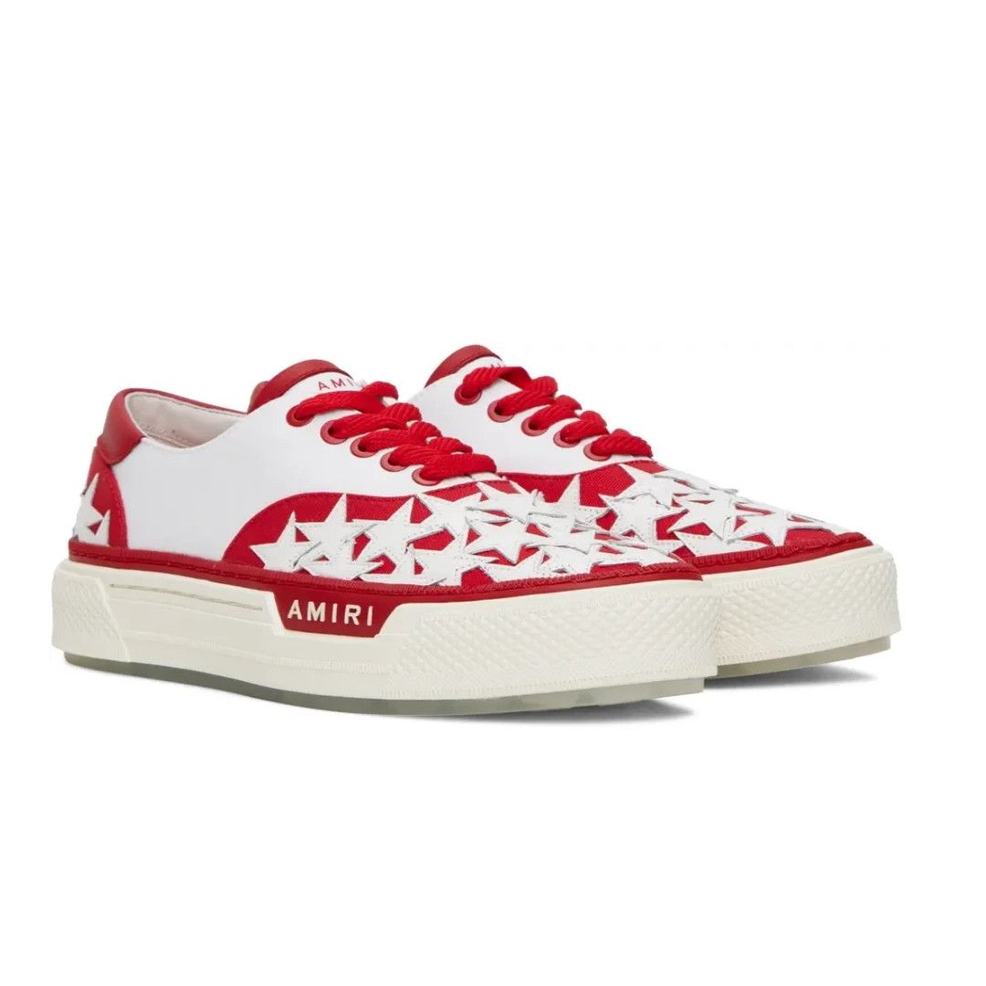 Amiri o1w1db11224 Stars Court Low-Top Sneakers in White & Red Size US 10 / EU 43 - 4 Thumbnail