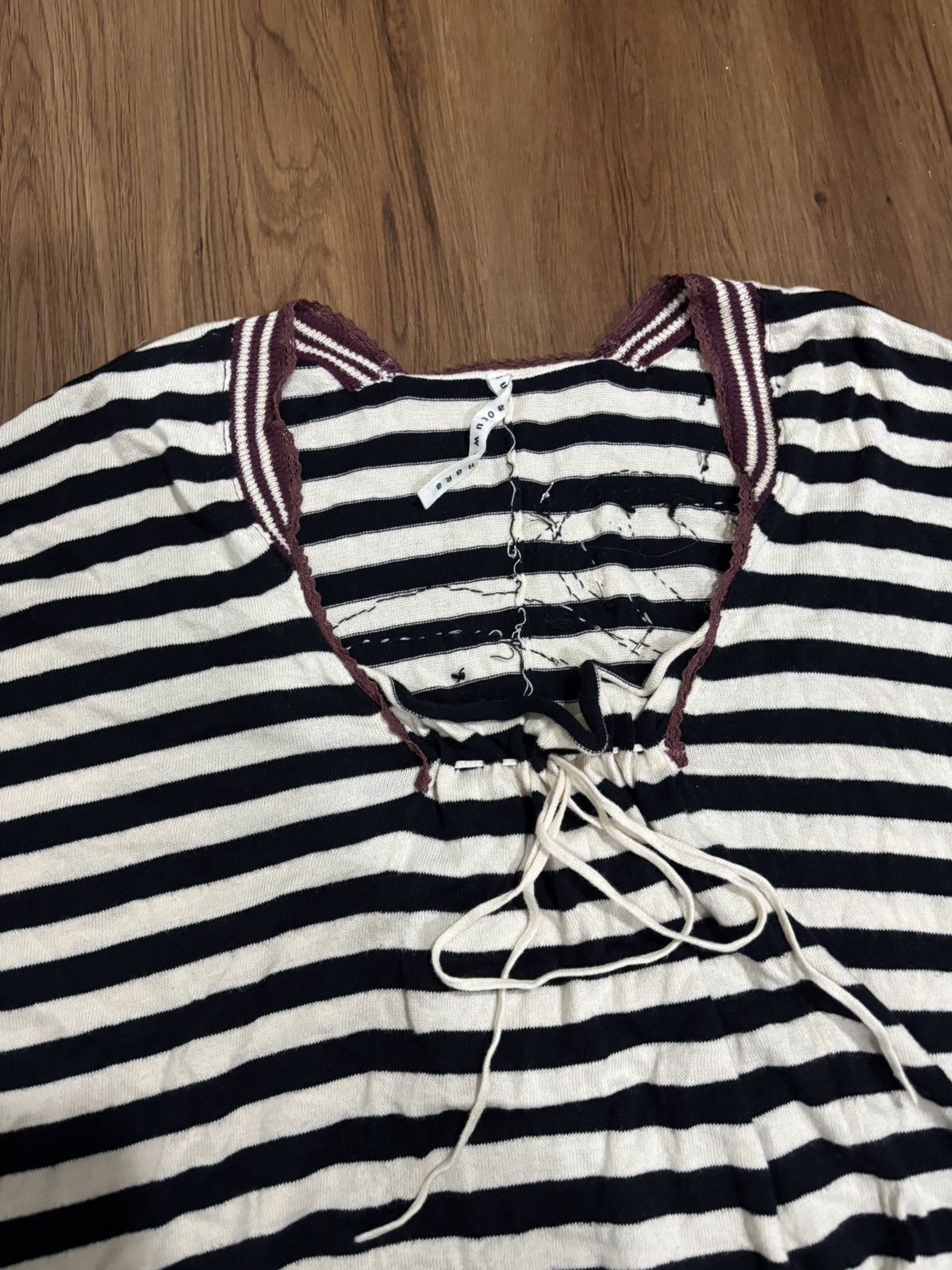 Issey Miyake × Japanese Brand × Vintage Vintage Sunaokuwahara Issey Miyake Striped Blouse Size M / US 6-8 / IT 42-44 - 2 Thumbnail