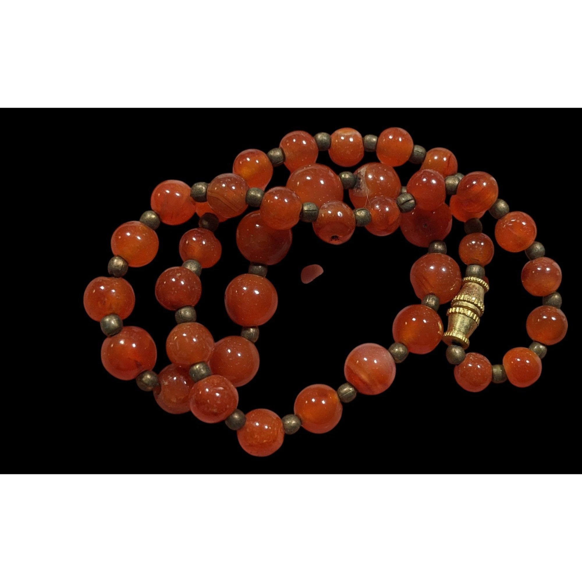 Other Vintage Polished Carnelian Beaded Necklace With Gold Tone Ac Size ONE SIZE - 3 Thumbnail