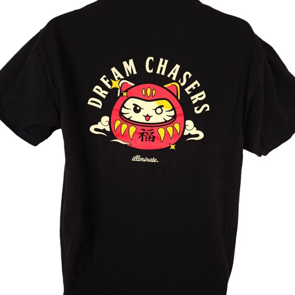 Vintage VINTAGE Japanese Neko Daruma T Shirt Mens Size Large Black Kawaii Cat Dream Chasers Size US L / EU 52-54 / 3 - 4 Thumbnail