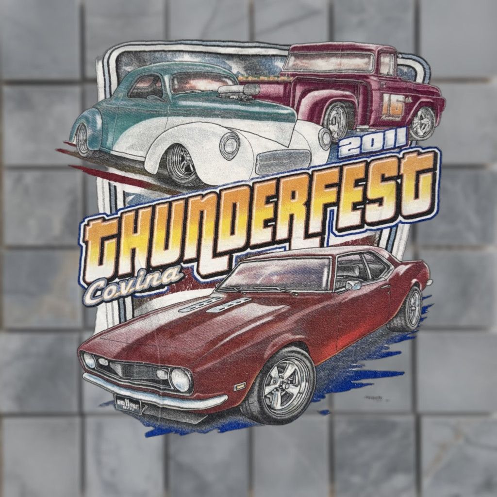 Vintage VINTAGE 2011 Car Show T-Shirt White XL Distressed 23X27 Mens Regular XL White T-Shirt 2011 Car Show Mens Distressed Vintage Shirt Size US XL / EU 56 / 4 - 1 Thumbnail