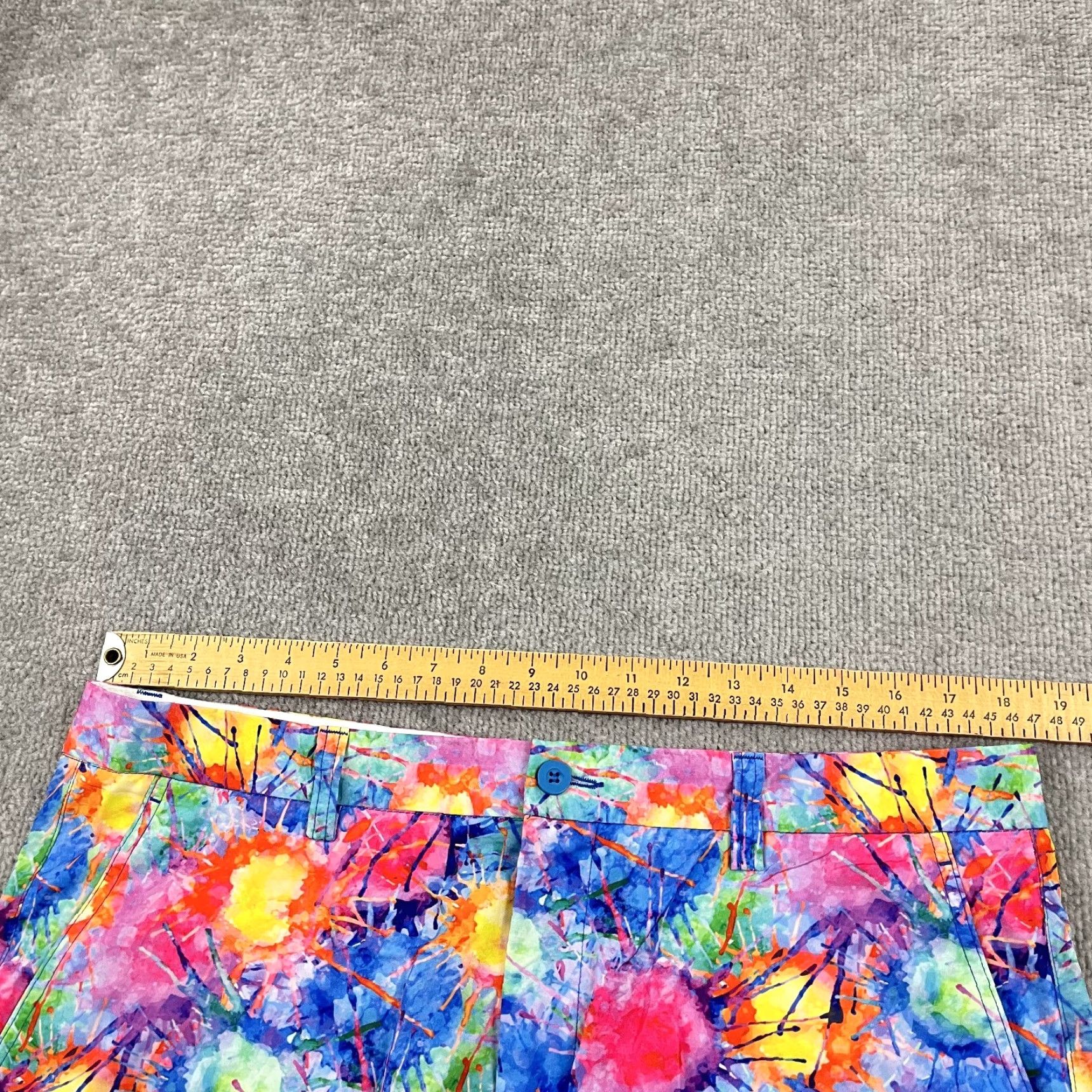 Vintage Hreski Chino Shorts Men 36 / 10" Paint Loud Bold Performance Stretch Golf Preppy Shirt? Size US 36 / EU 52 - 5 Thumbnail