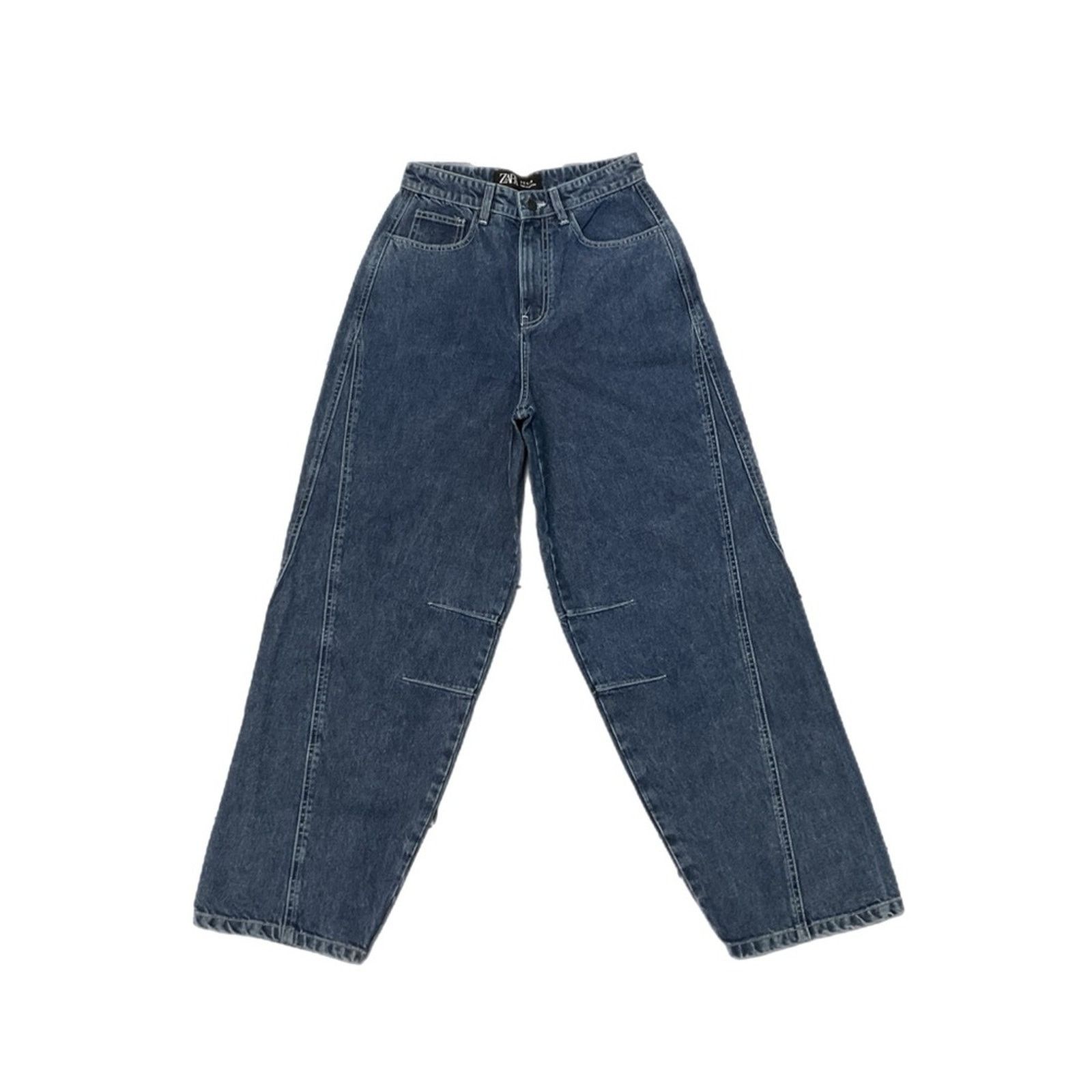 Zara Zara Mid-Rise Baggy Balloon Dark Jeans Size 28" / US 6 / IT 42 - 1 Thumbnail