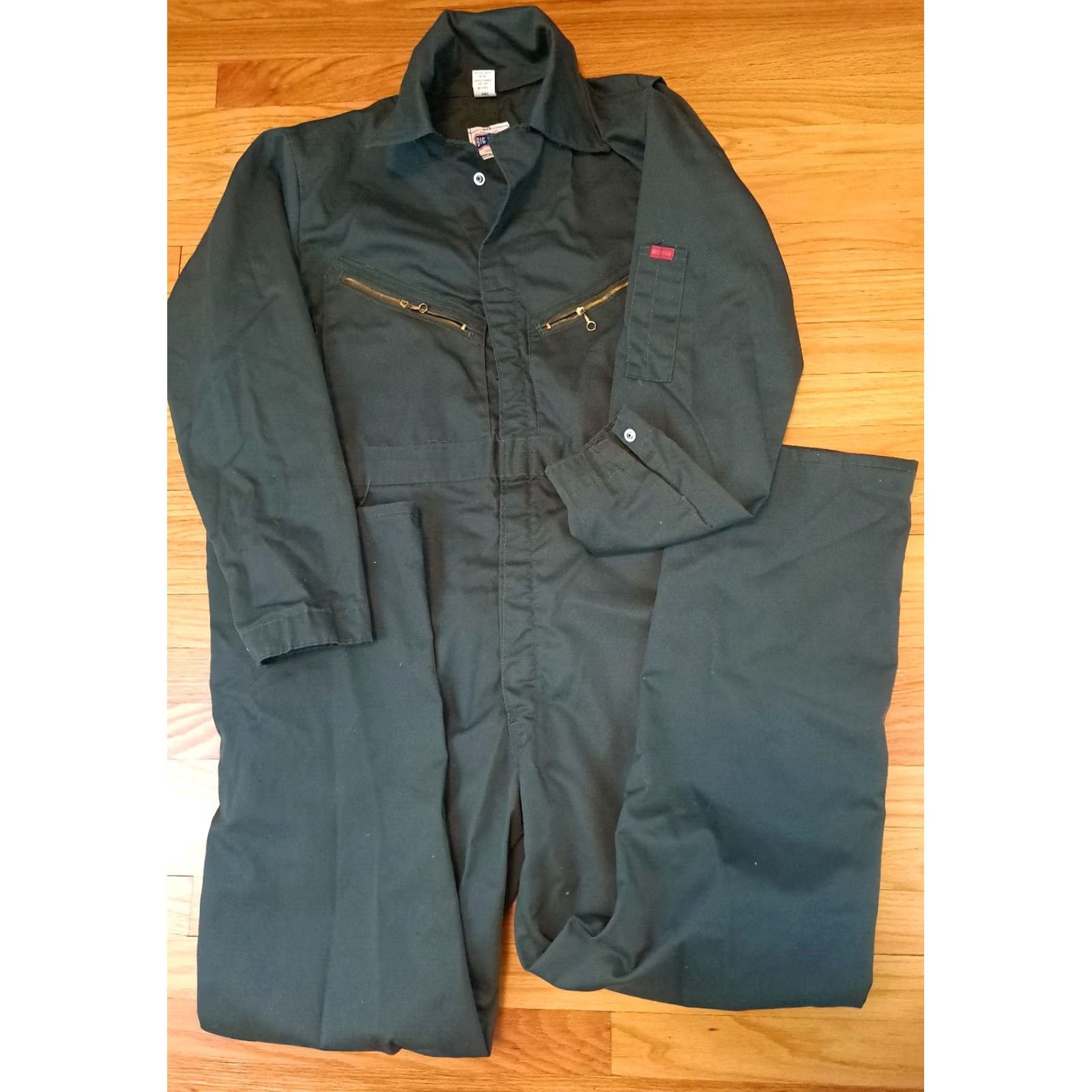 Vintage Big Smith USA made Canvas Coveralls Green Medium Pockets Ring Zipper Shop EUC Size ONE SIZE - 6 Thumbnail