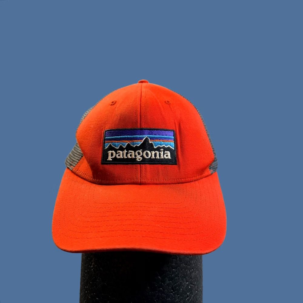 Patagonia Hat Trucker P-6 Logo Red Grey Mesh Snapback Outdoor Hiking Cap Mens, Men's