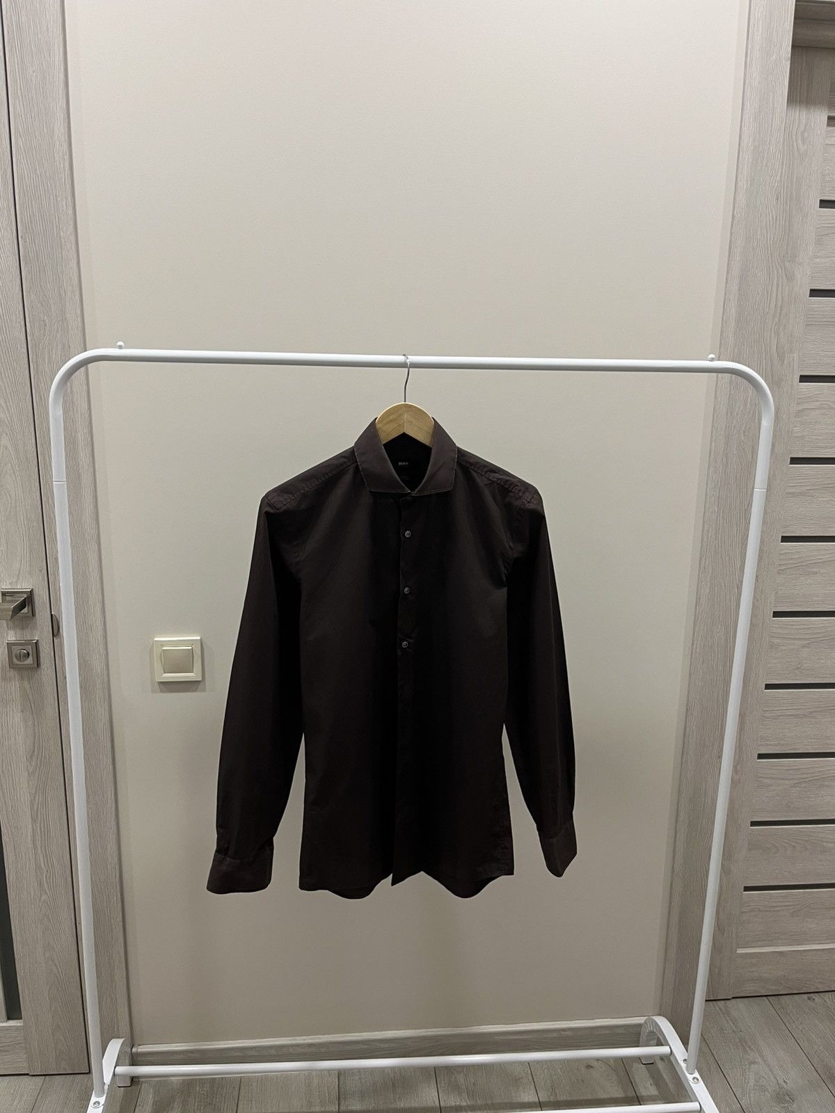 Japanese Brand Hugo Boss Shirt M Brown Button-Up Cotton Twill Casual Size US M / EU 48-50 / 2 - 1 Thumbnail